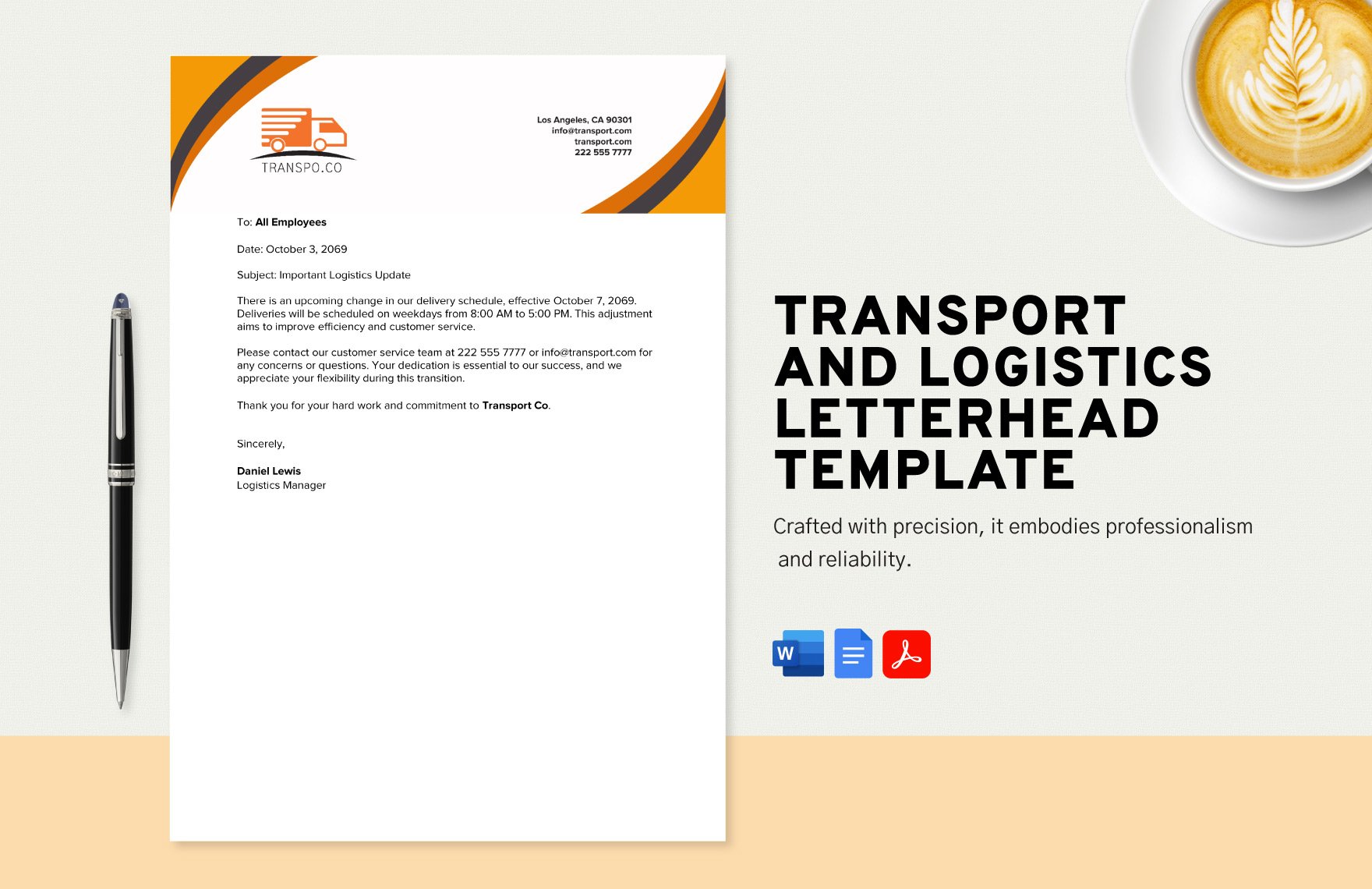 Transport and Logistics Letterhead Template