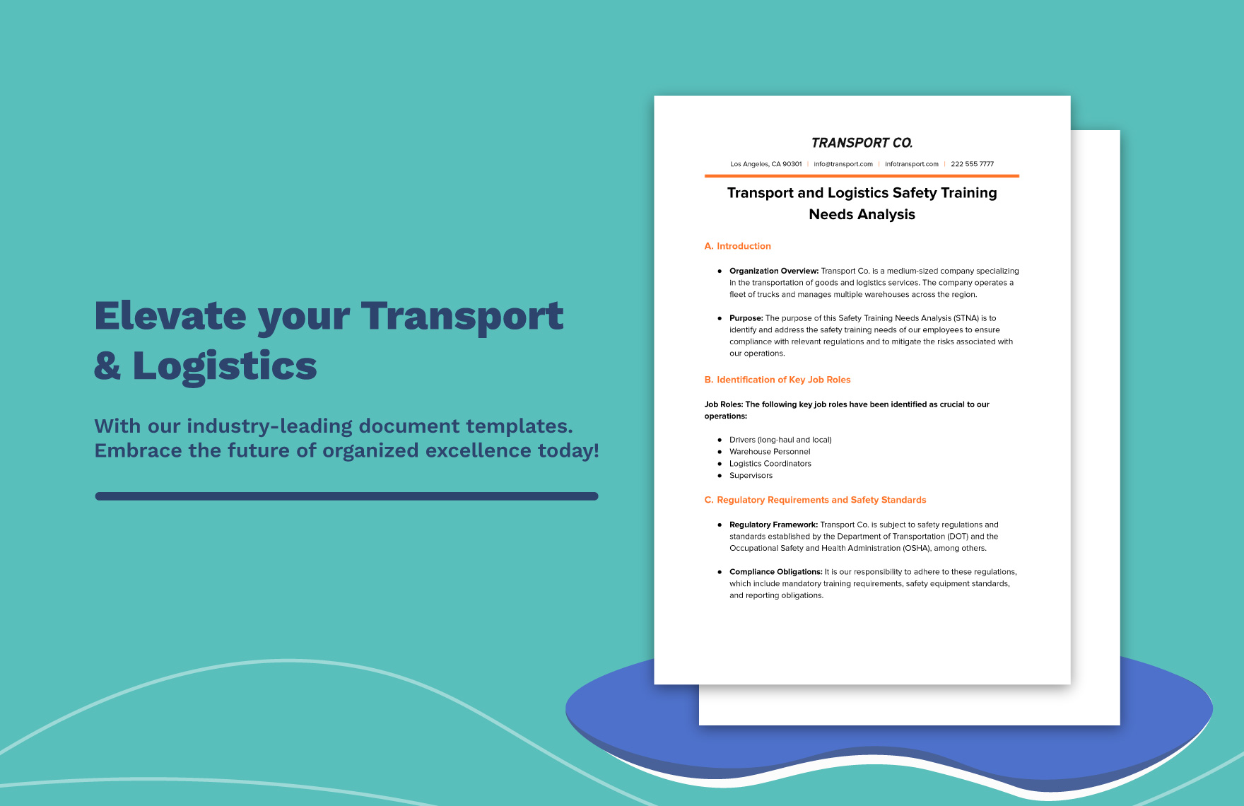 Transport and Logistics Safety Training Needs Analysis Template