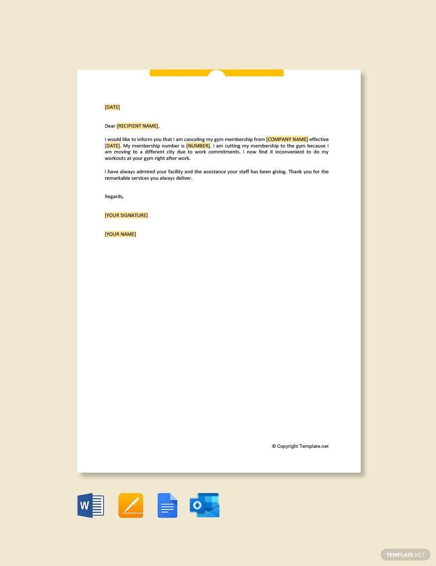 Membership Cancellation Letter in Word, Google Docs, PDF, Apple Pages, Outlook