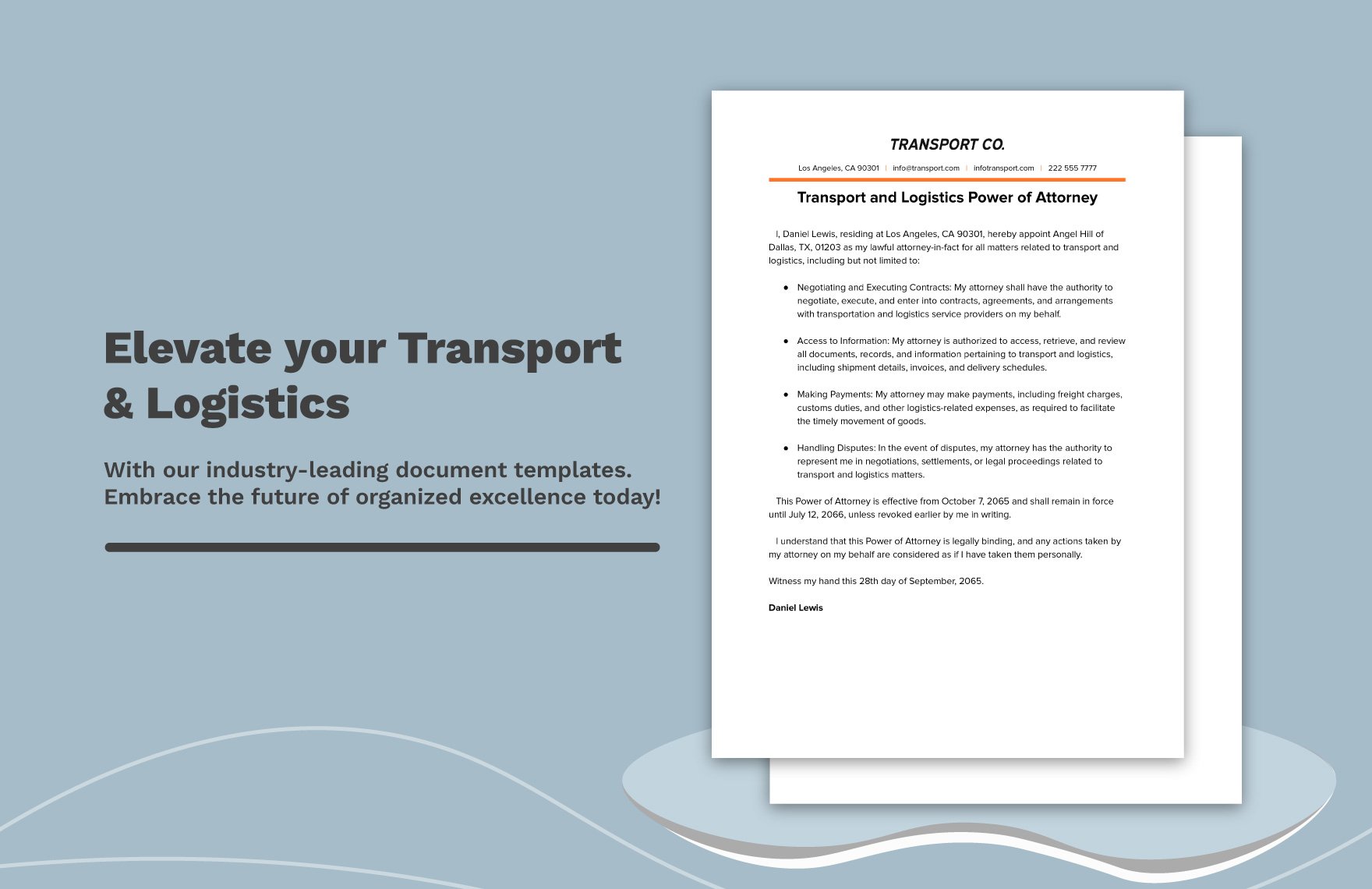 Transport and Logistics Power of Attorney Template