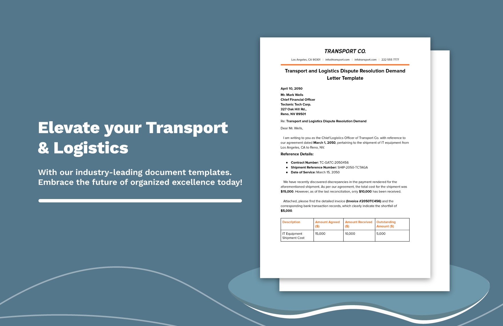 Transport and Logistics Dispute Resolution Demand Letter Template