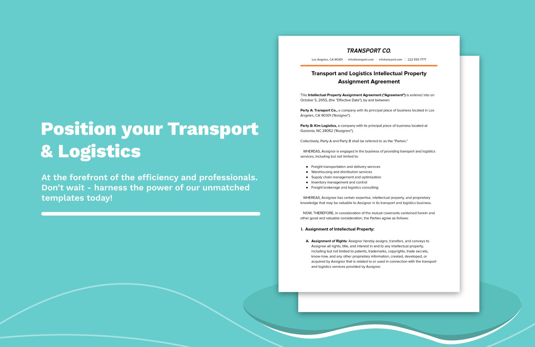 Transport and Logistics Intellectual Property Assignment Agreement Template 