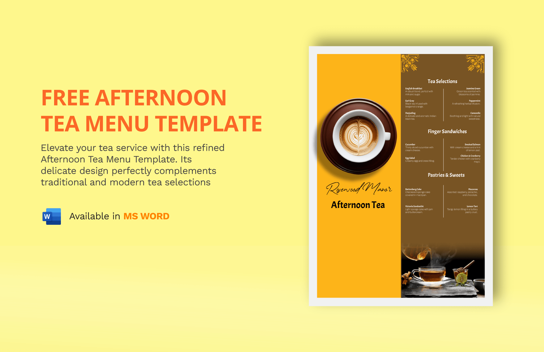 Afternoon Tea Menu Template In Word Download Template Afternoon Tea Menu Template In Word Download Template