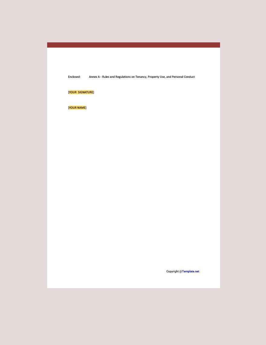 Simple Rental Agreement Letter Template
