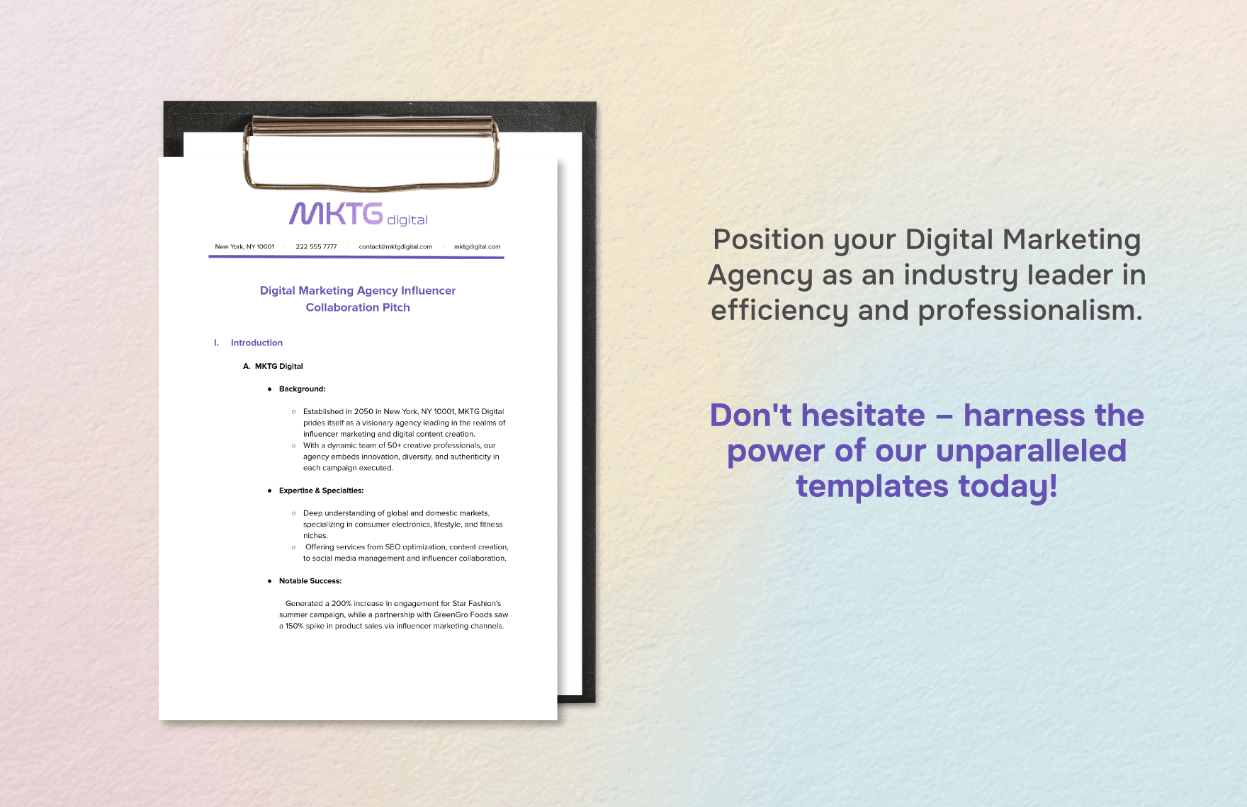 Digital Marketing Agency Influencer Collaboration Pitch Template