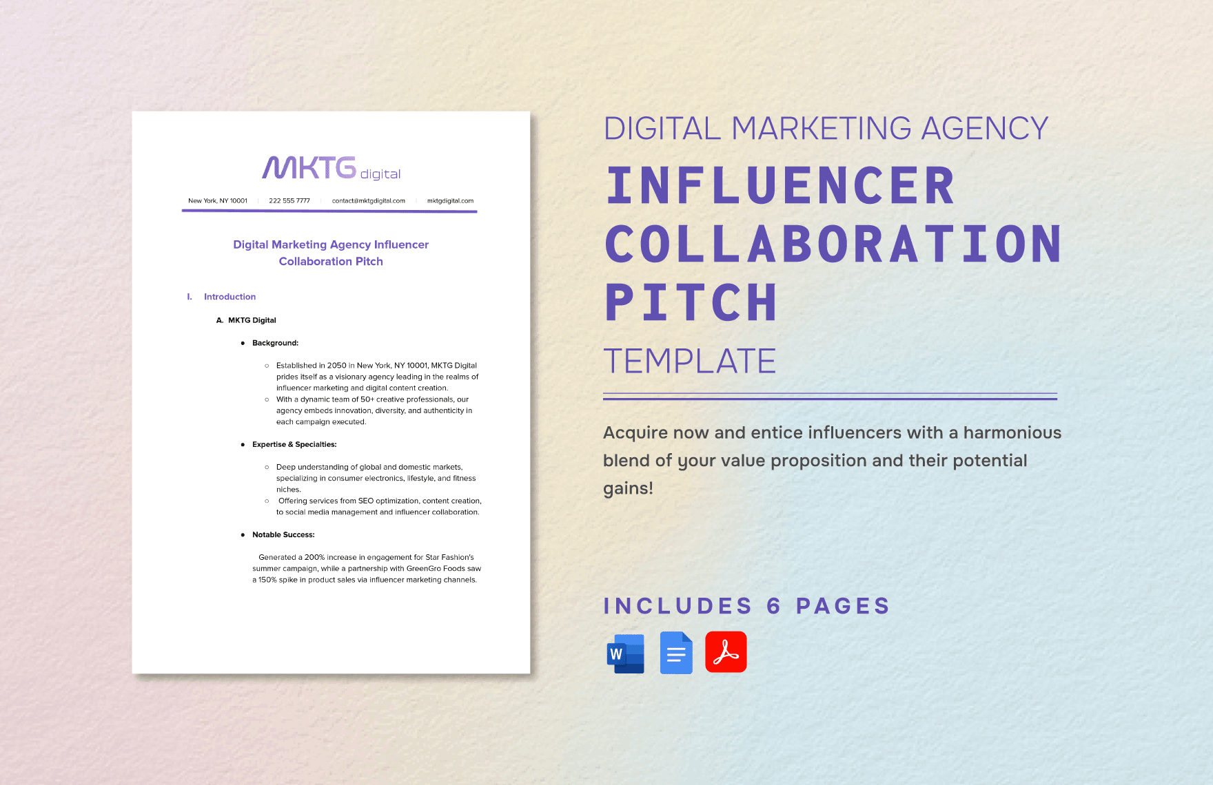 Digital Marketing Agency Influencer Collaboration Pitch Template