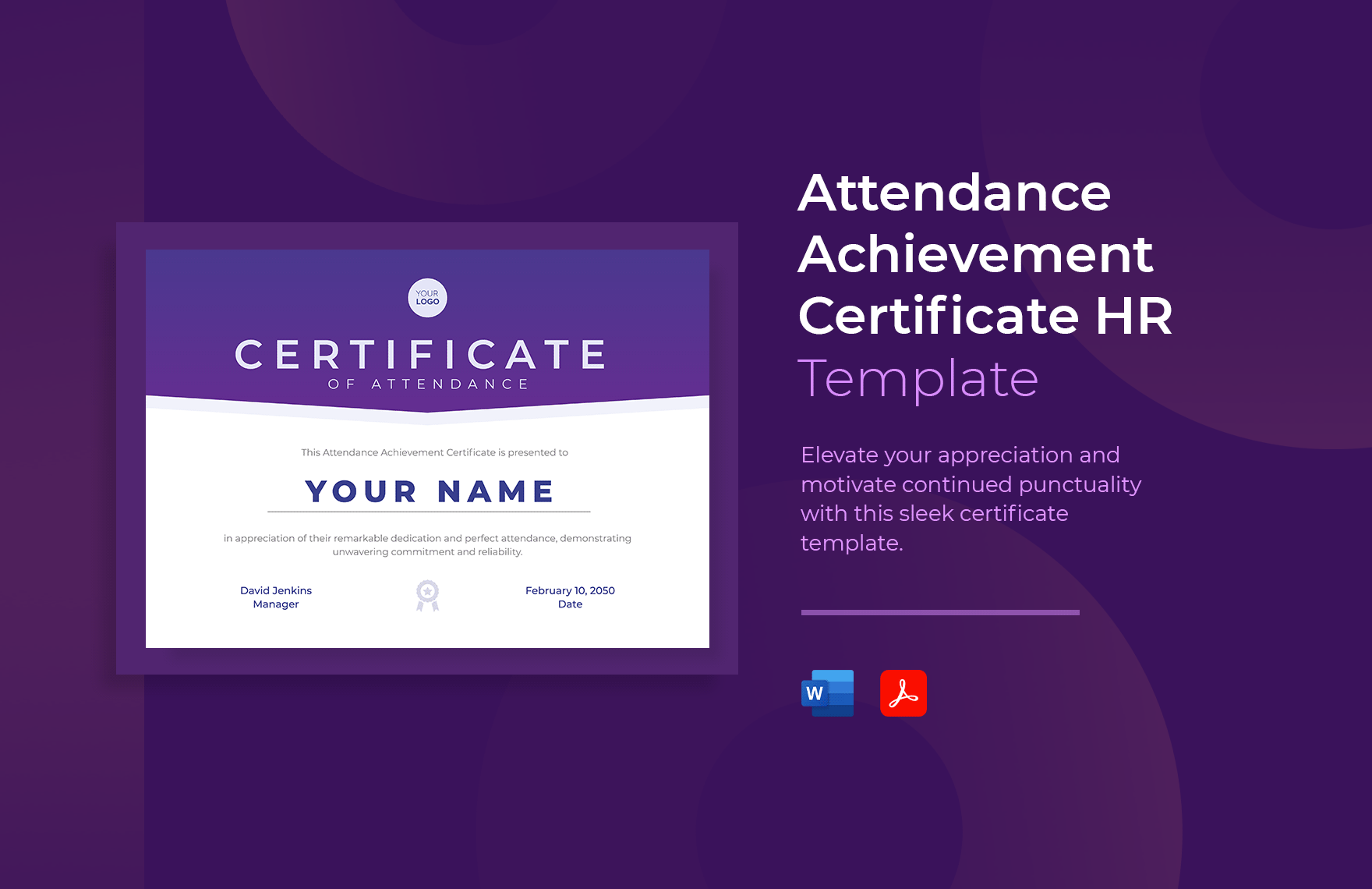 Attendance Achievement Certificate HR Template