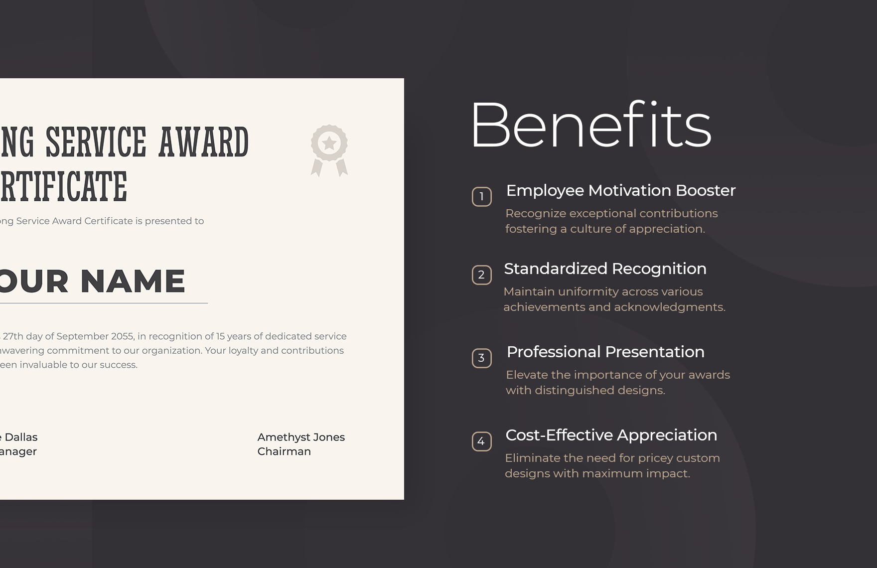Long Service Award Certificate HR Template