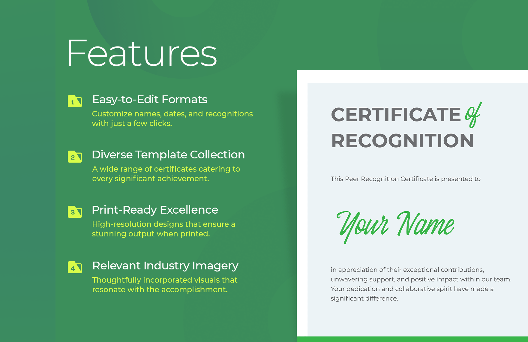 Peer Recognition Certificate HR Template