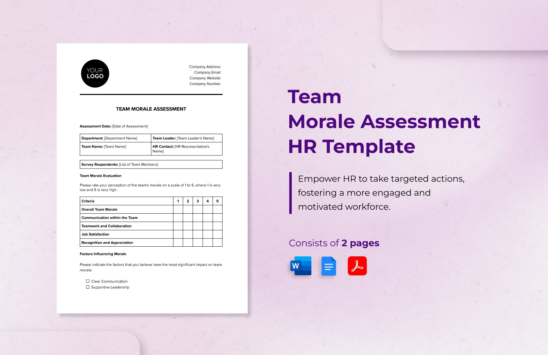 Team Morale Assessment HR Template