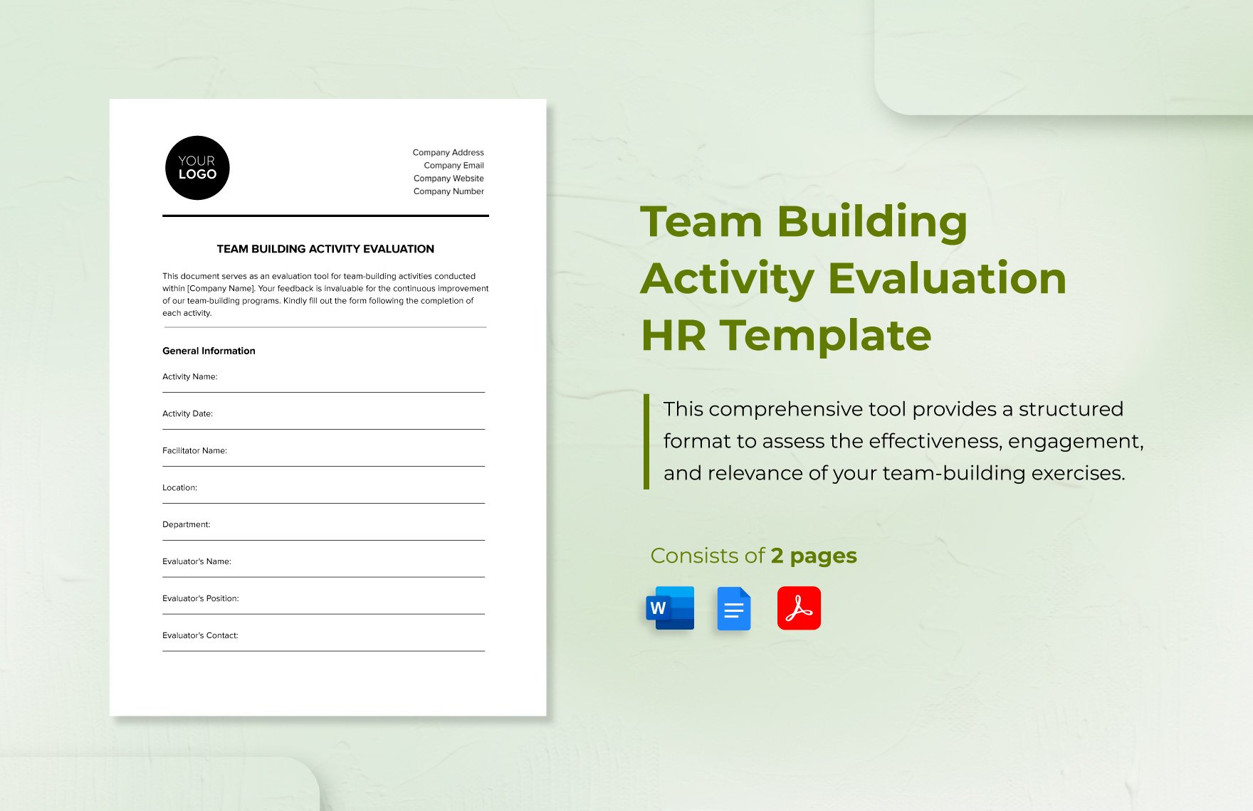 Team Building Activity Evaluation HR Template