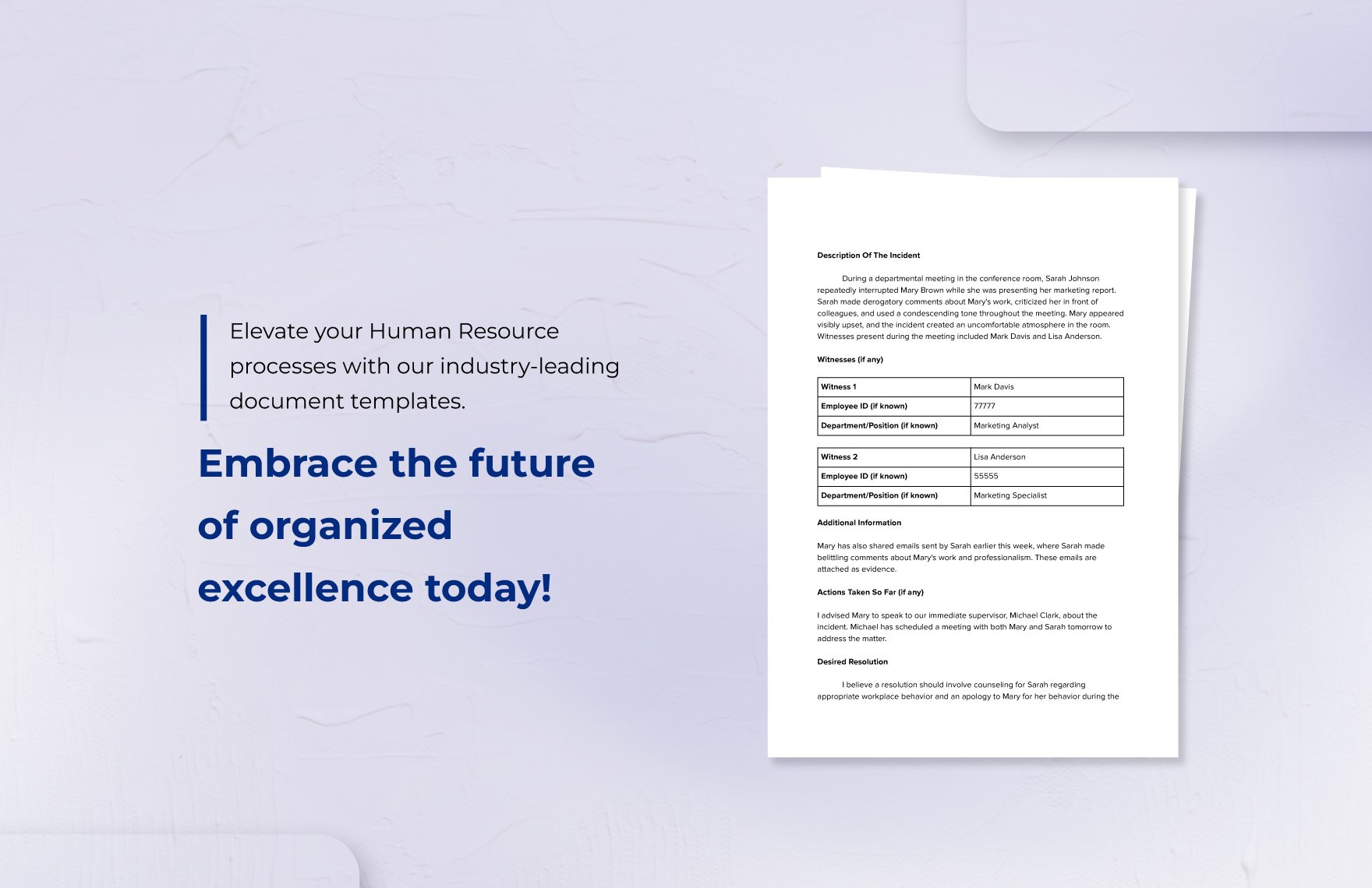 Workplace Bullying Report HR Template