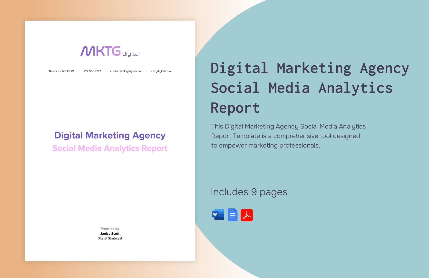 Digital Marketing Agency Social Media Analytics Report Template