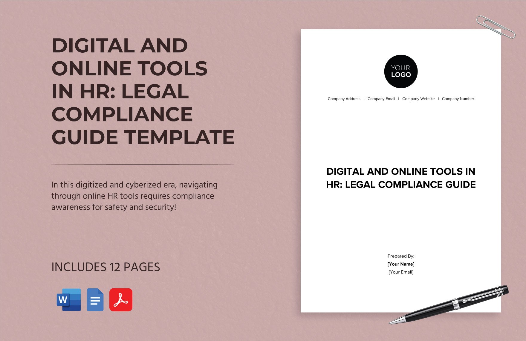 Digital and Online Tools in HR: Legal Compliance Guide Template in Word, Google Docs, PDF