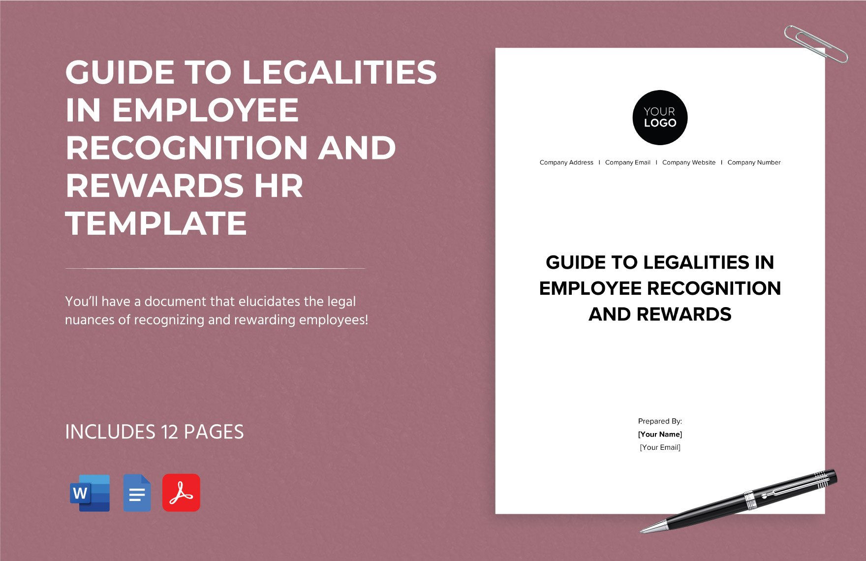 Guide to Legalities in Employee Recognition and Rewards HR Template in Word, Google Docs, PDF