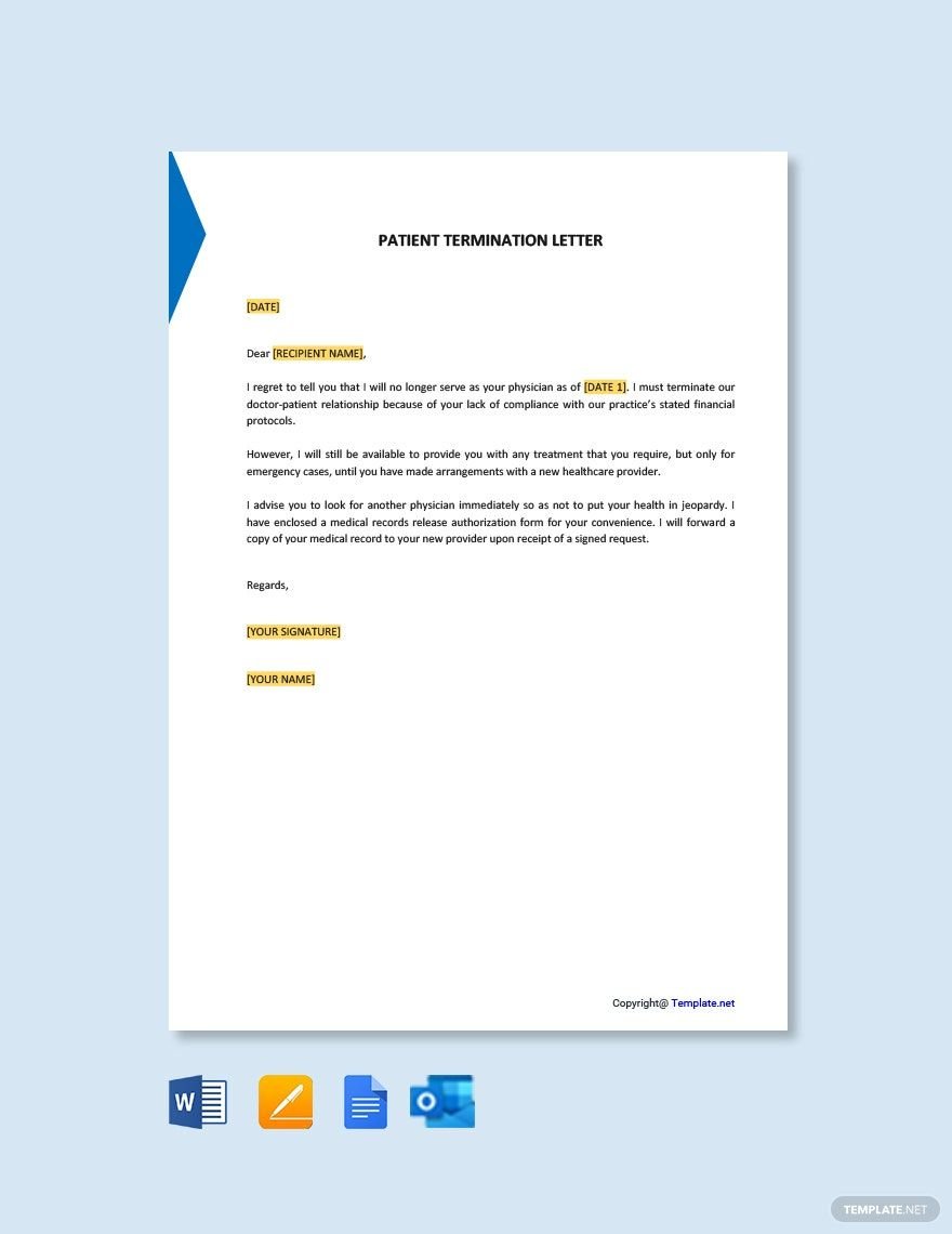 Free Patient Termination Letter in Word, Google Docs, PDF, Apple Pages, Outlook