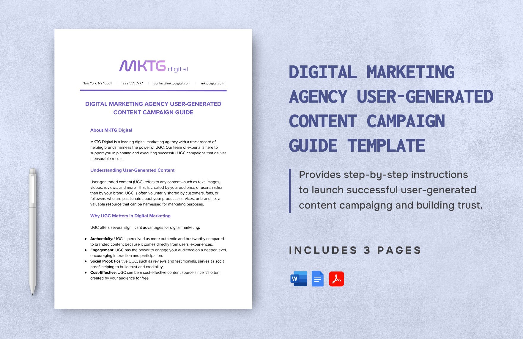 Digital Marketing Agency User-Generated Content Campaign Guide Template in Word, Google Docs, PDF