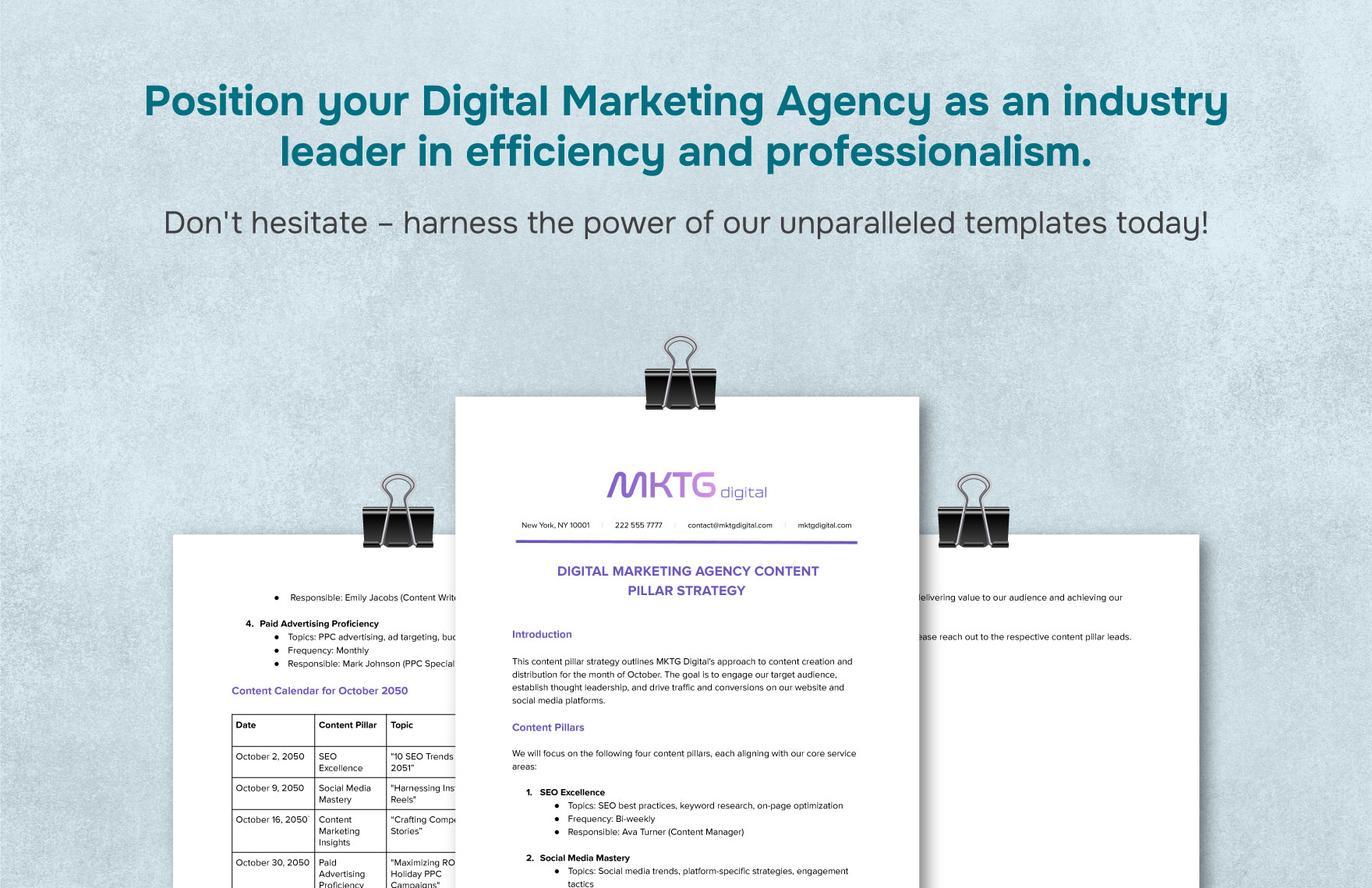 Digital Marketing Agency Content Pillar Strategy Template