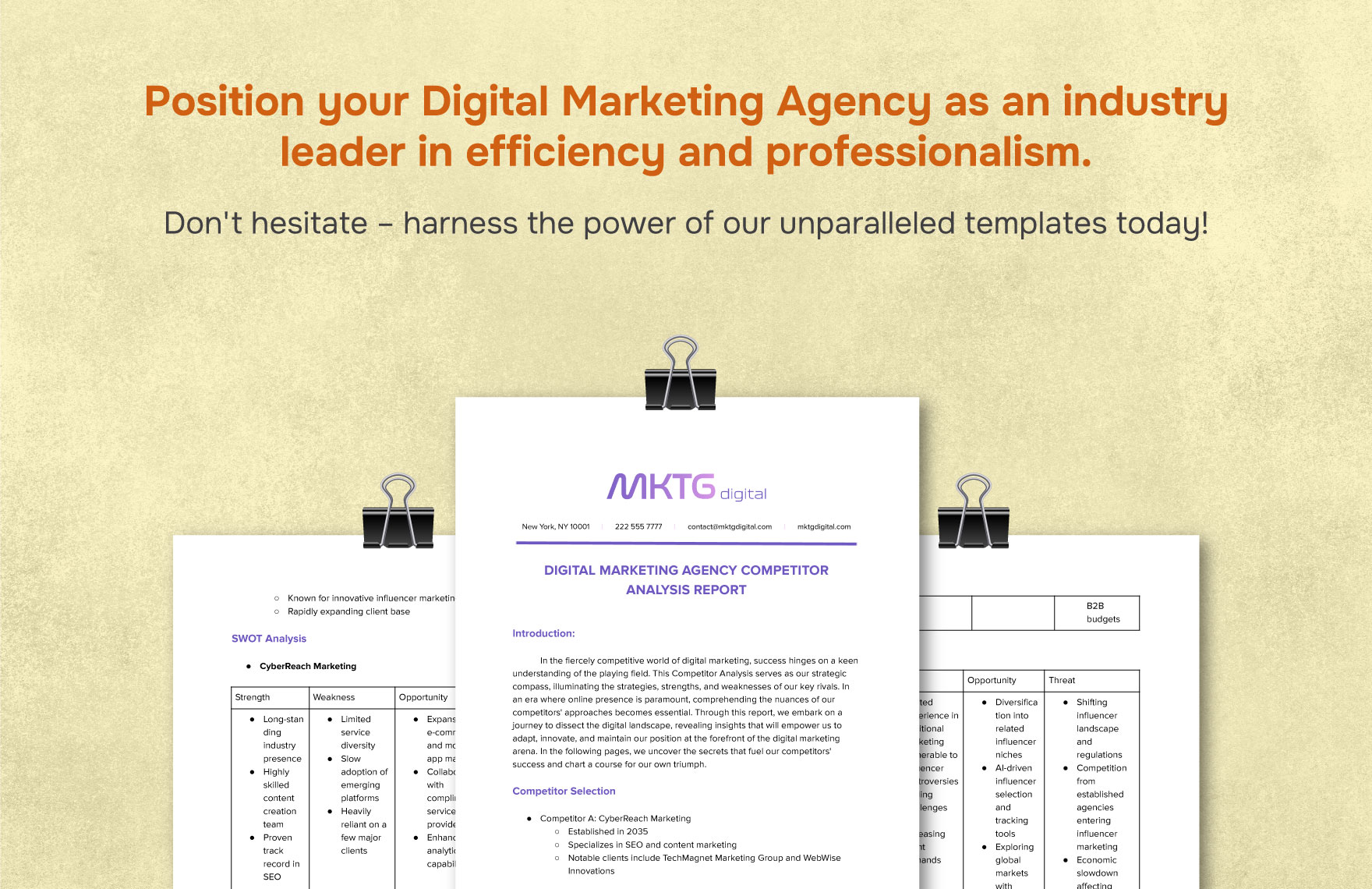 Digital Marketing Agency Competitor Analysis Report Template