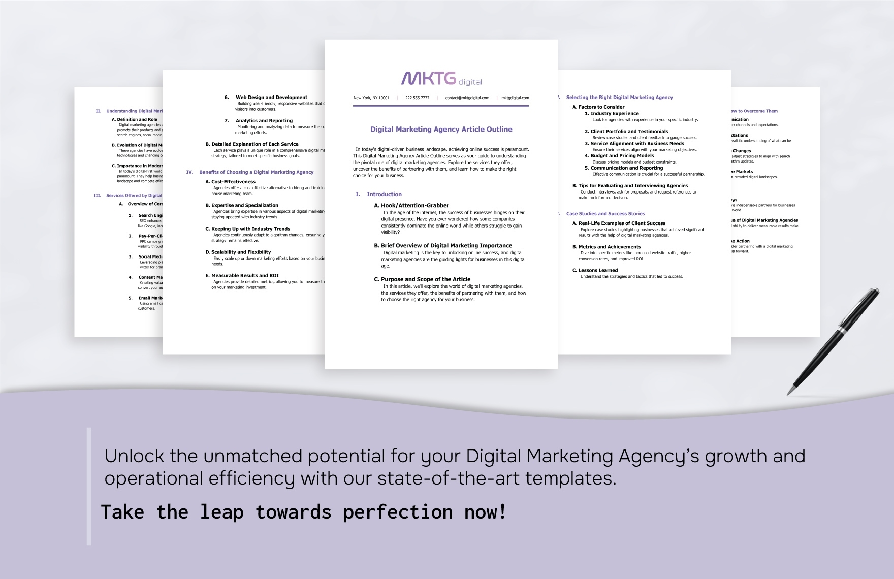 Digital Marketing Agency Article Outline Template