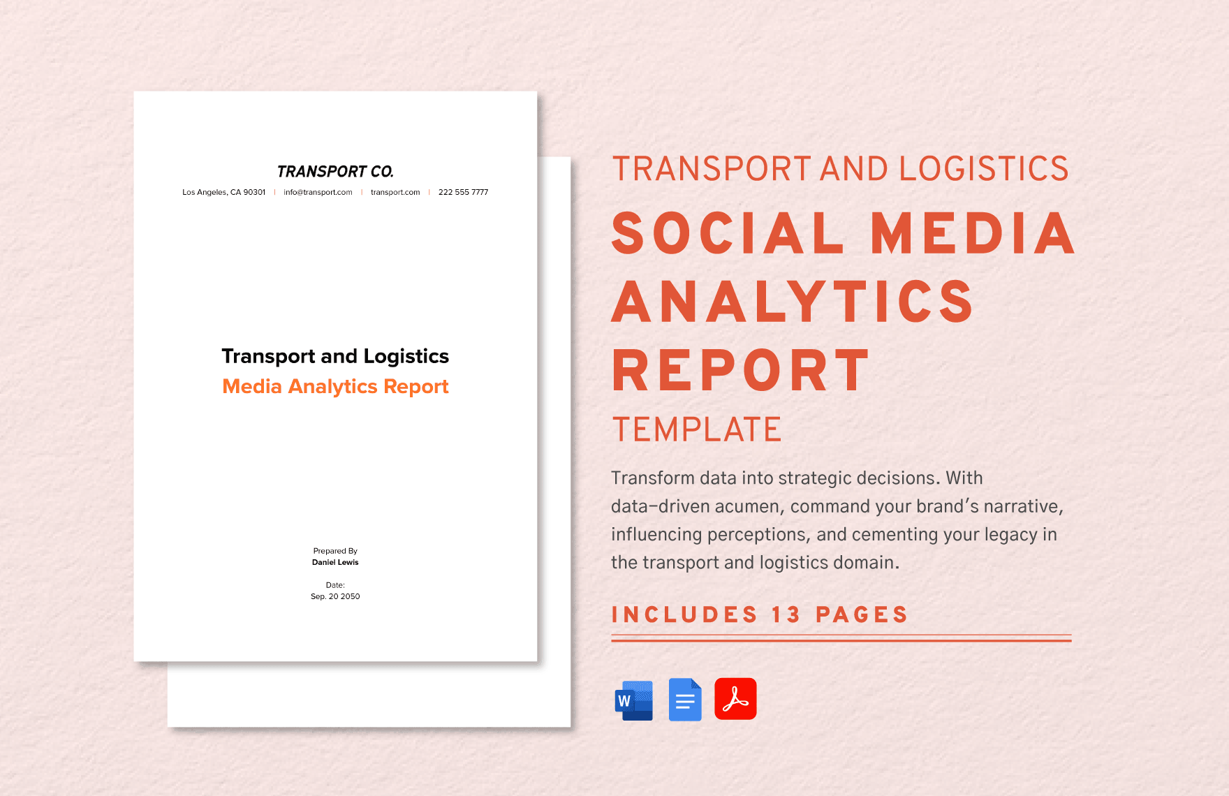 Transport and Logistics Social Media Analytics Report Template