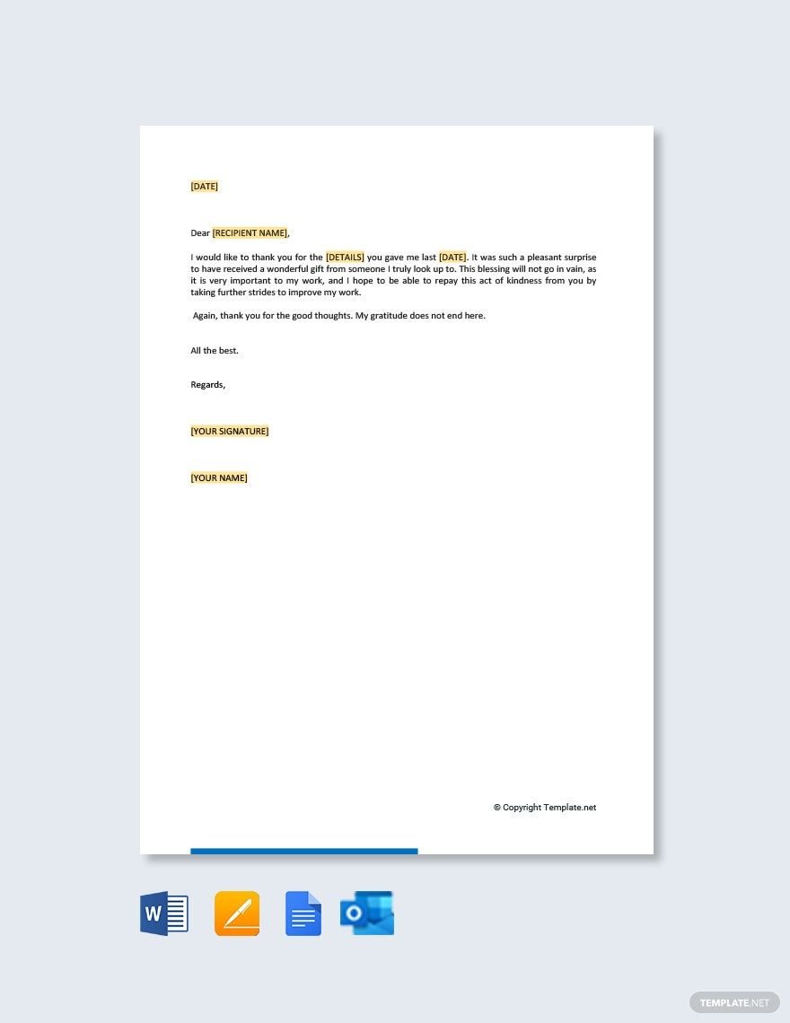 Free Thank You Letter For Gift From Boss Template