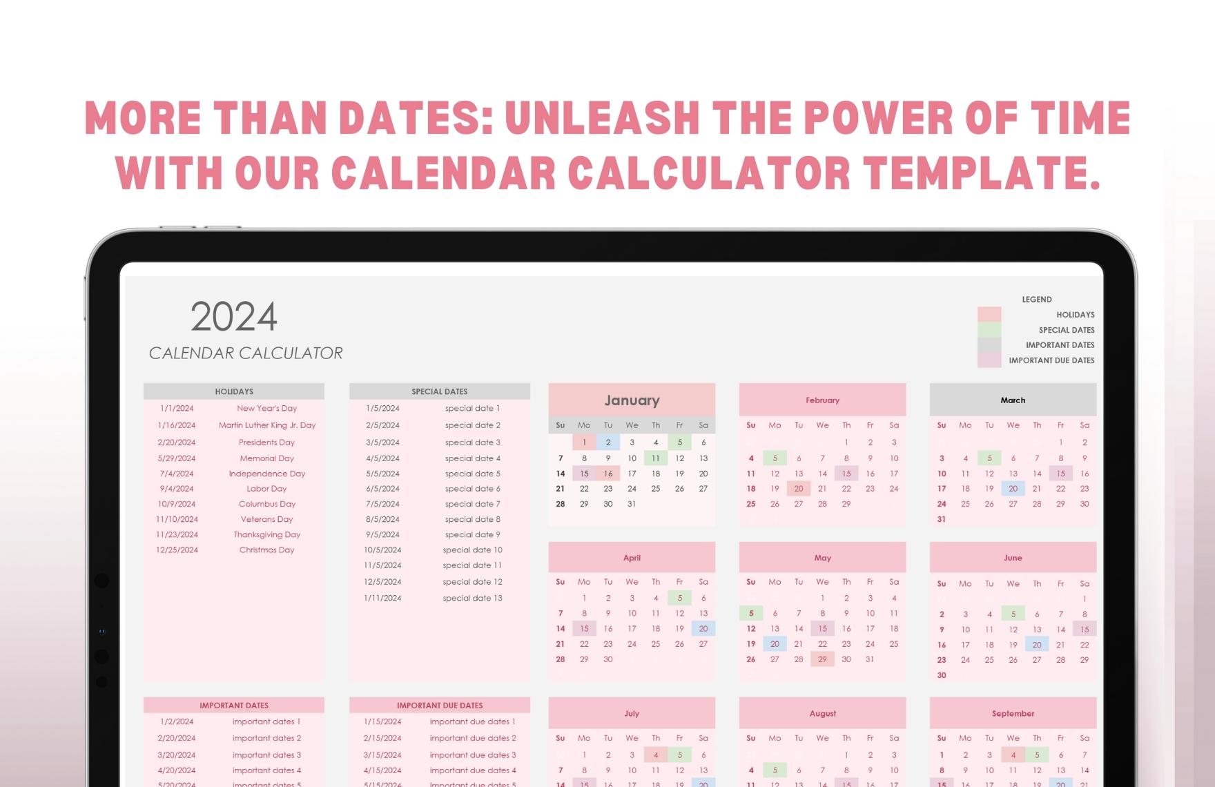 Calendar Calculator Template
