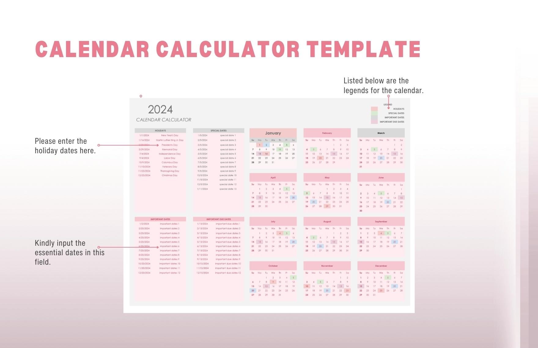 Calendar Calculator Template