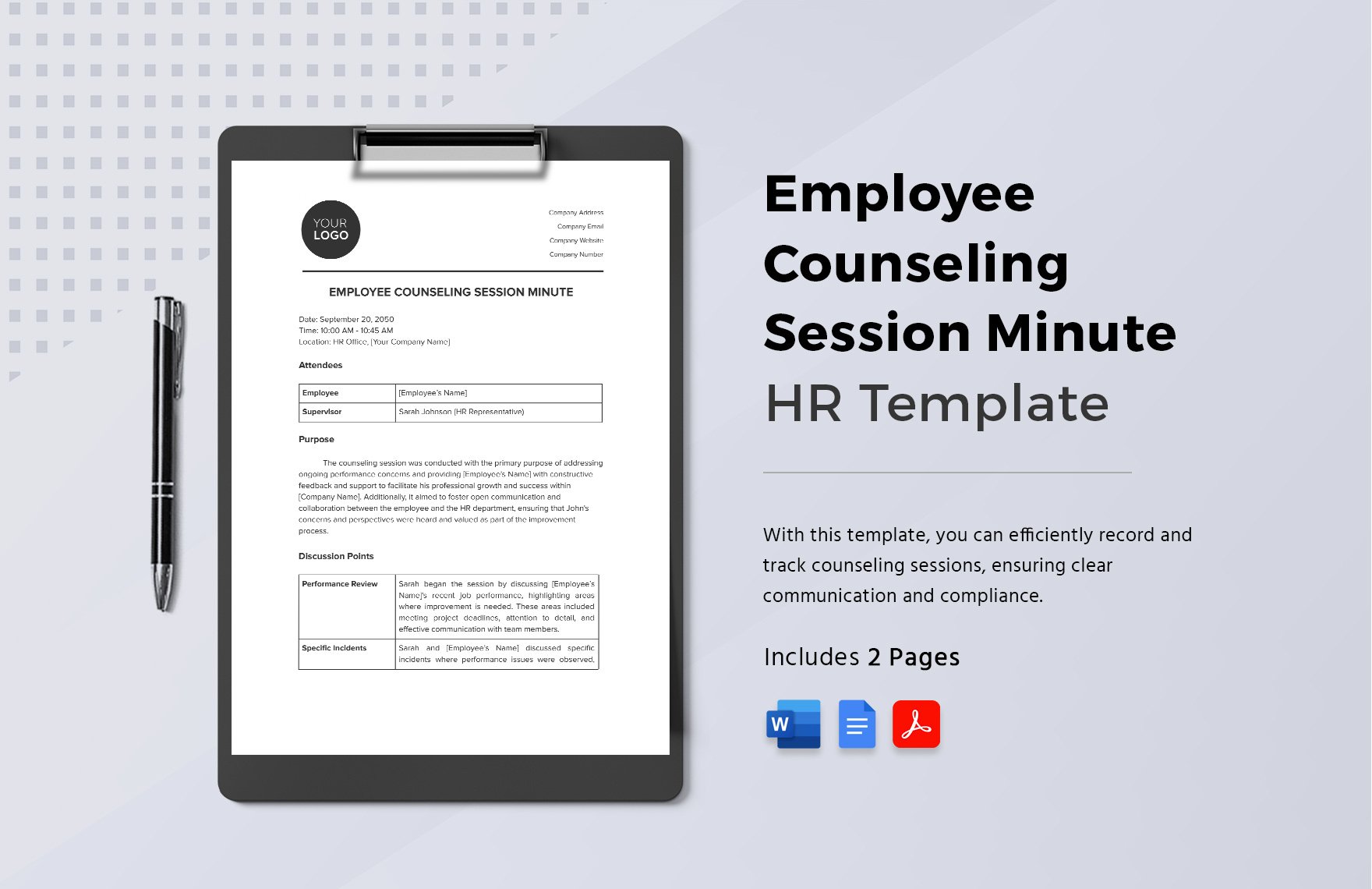 Employee Counseling Session Minute HR Template