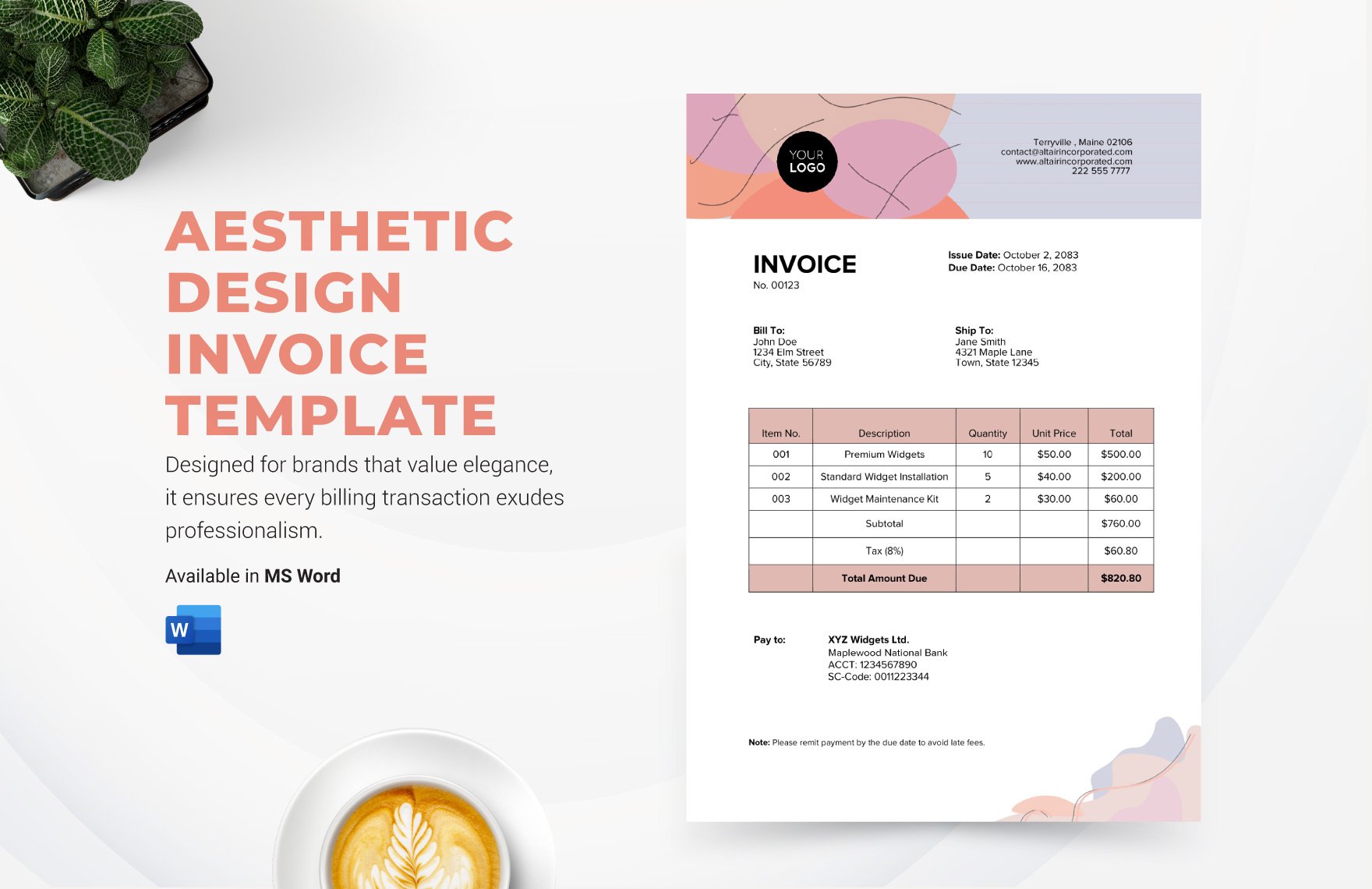 Aesthetic Invoice Design Template