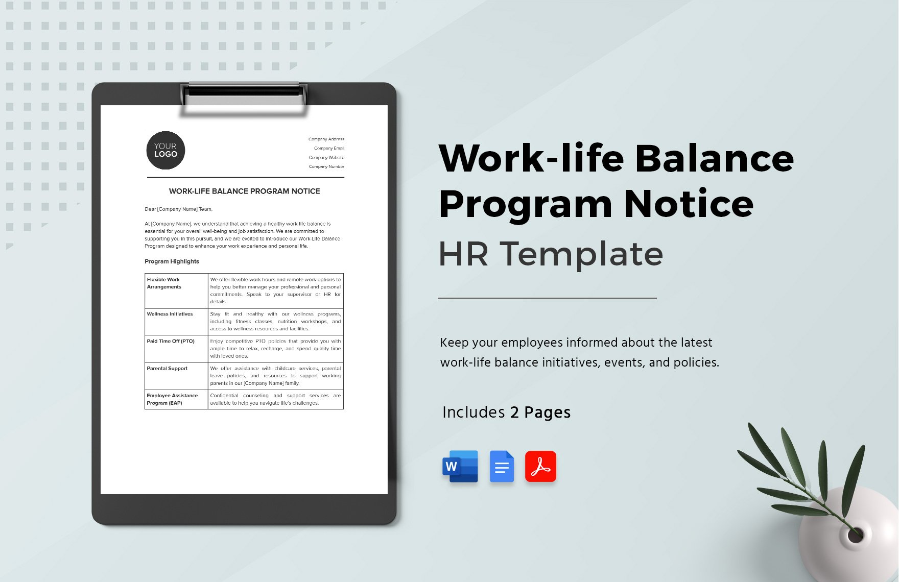 Work-life Balance Program Notice HR Template