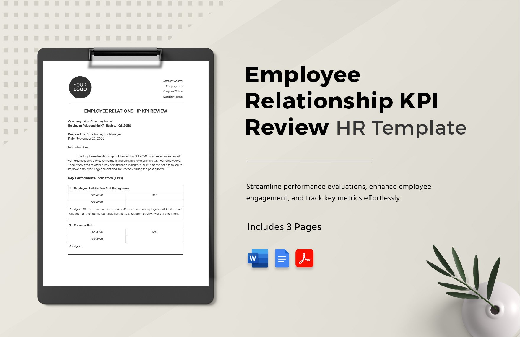 Employee Relationship KPI Review HR Template