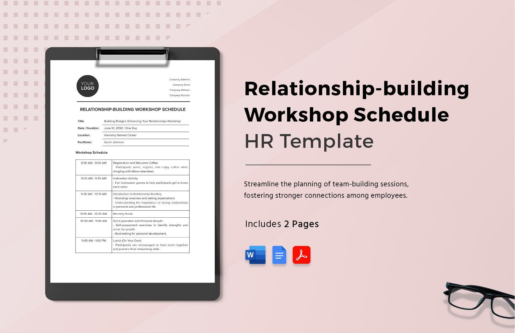 Relationship-building Workshop Schedule HR Template