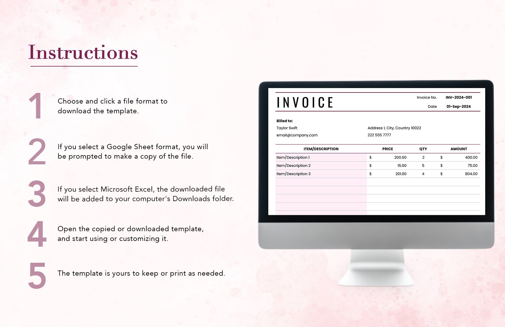 Cash Invoice Template