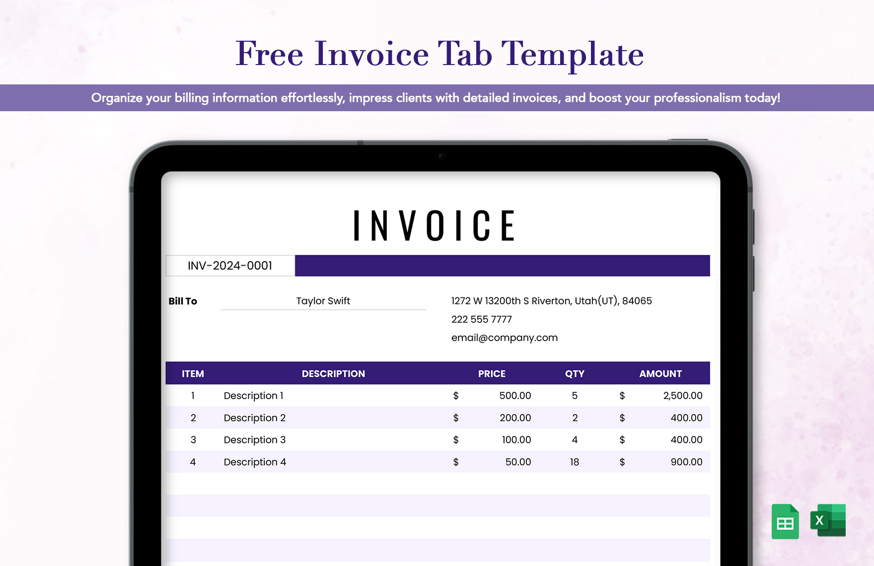 Invoice Tab Template