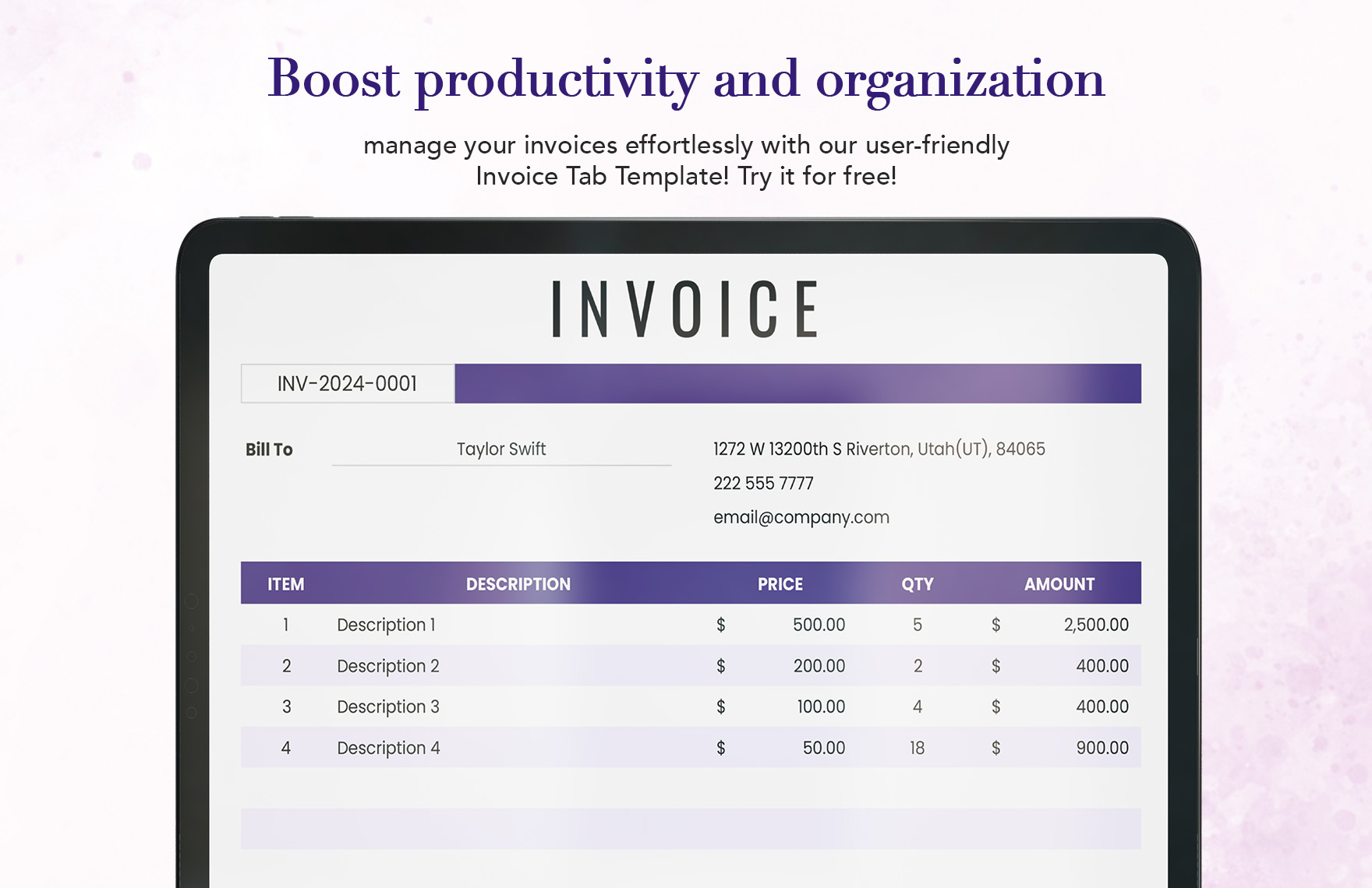 Invoice Tab Template