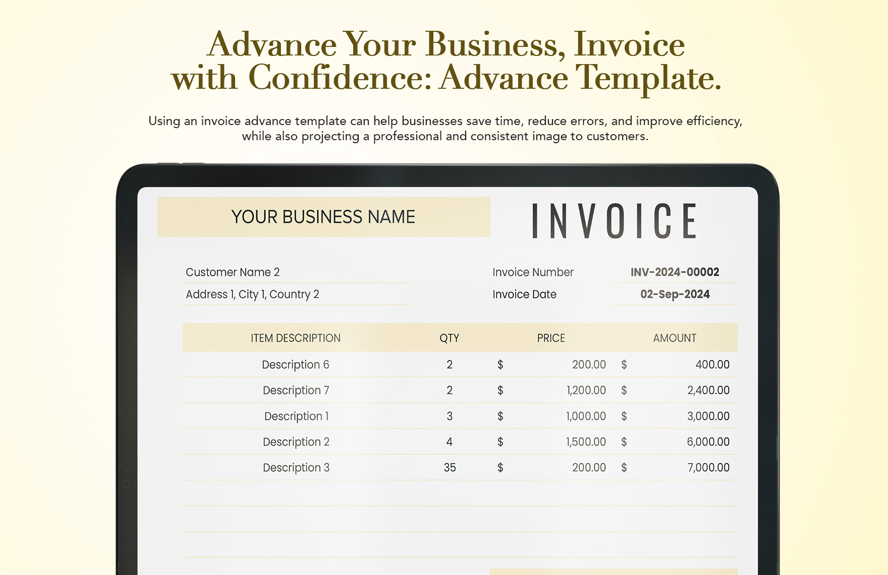 Invoice for Advance Template