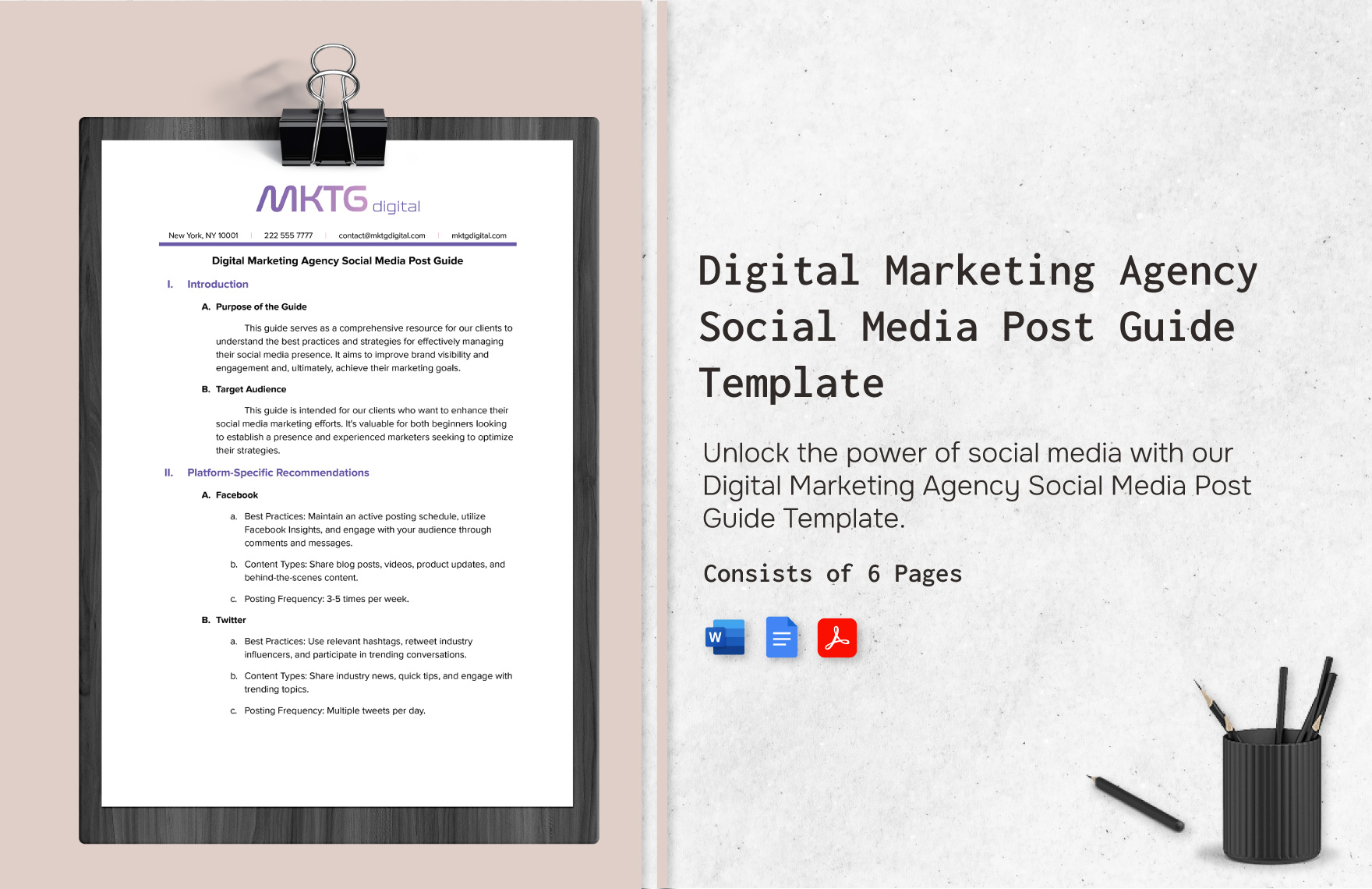 Digital Marketing Agency Social Media Post Guide Template in Word, Google Docs, PDF