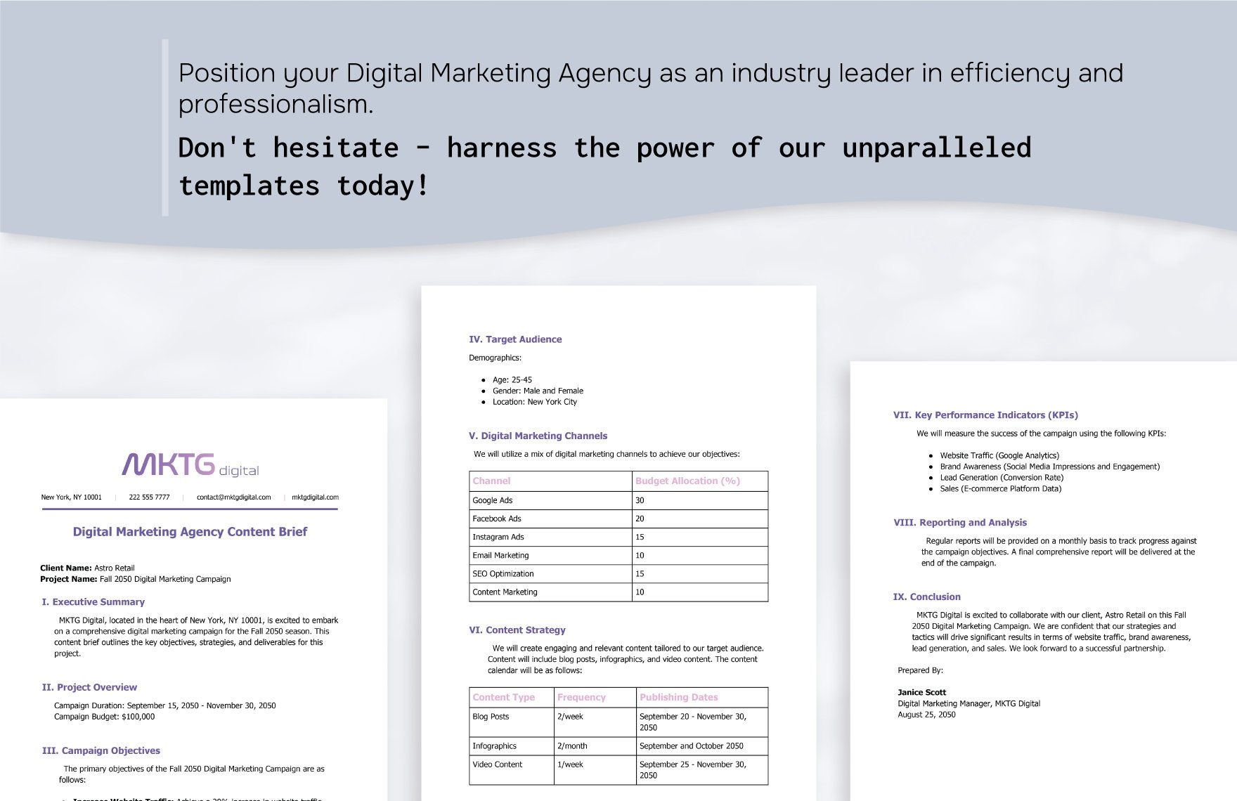 Digital Marketing Agency Content Brief Template