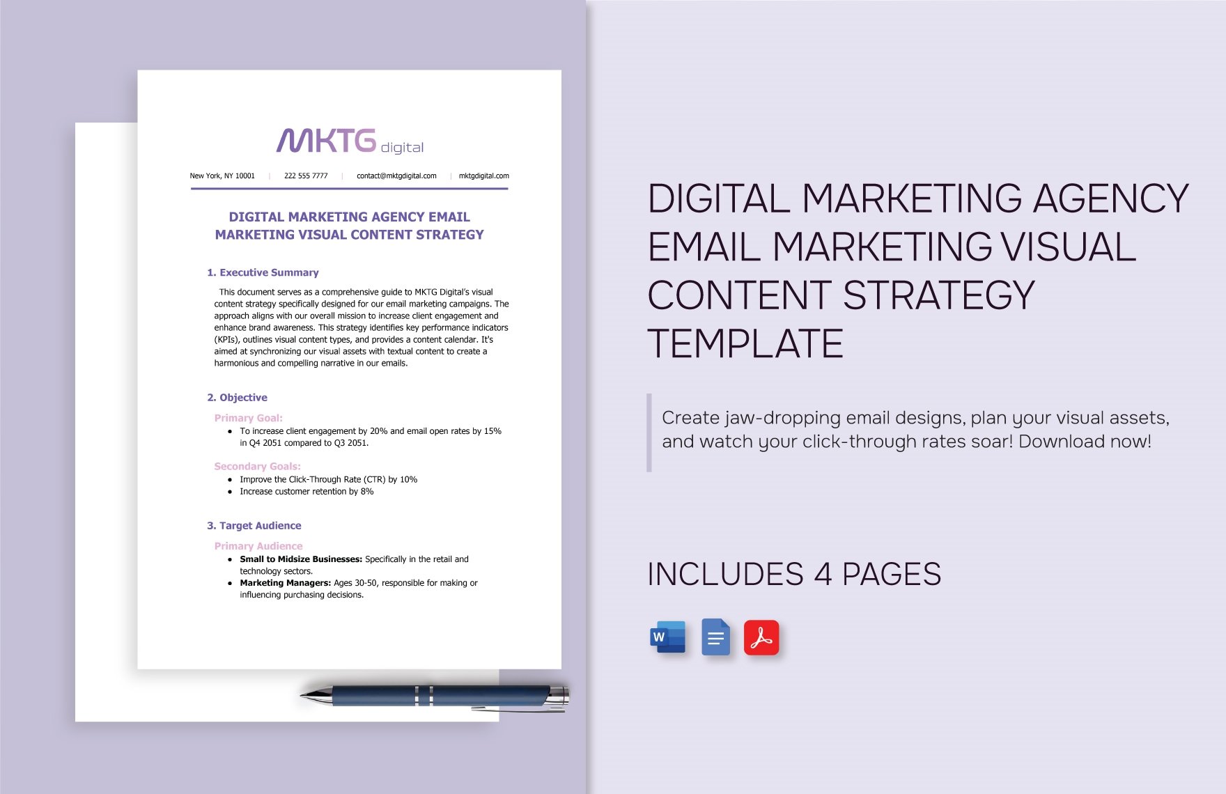 Digital Marketing Agency Email Marketing Visual Content Strategy Template