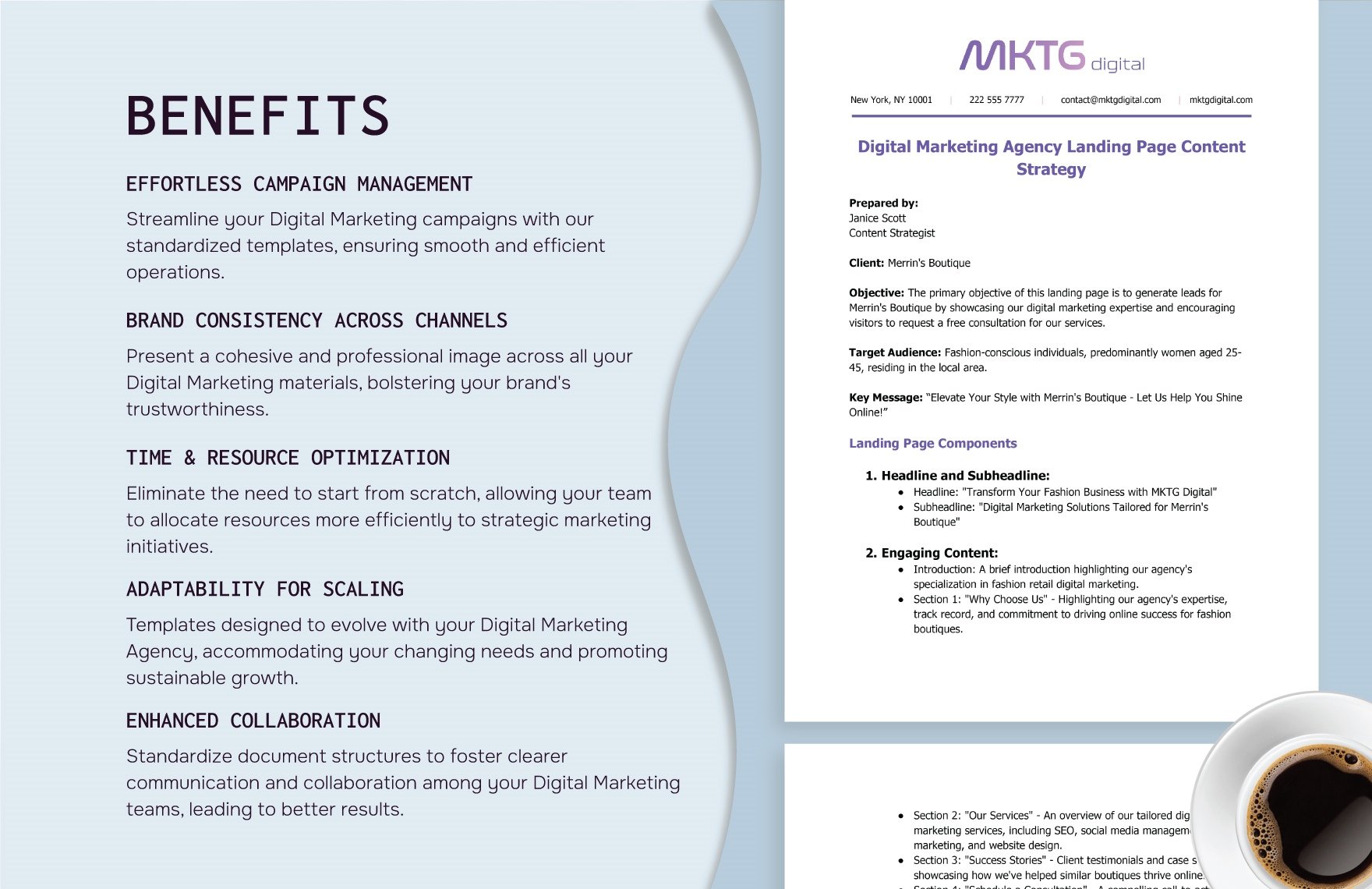 Digital Marketing Agency Landing Page Content Strategy Template