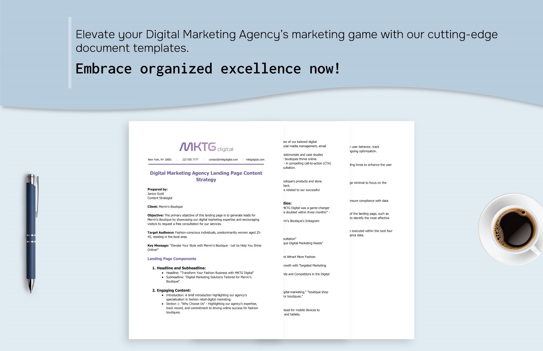 Digital Marketing Agency Landing Page Content Strategy Template