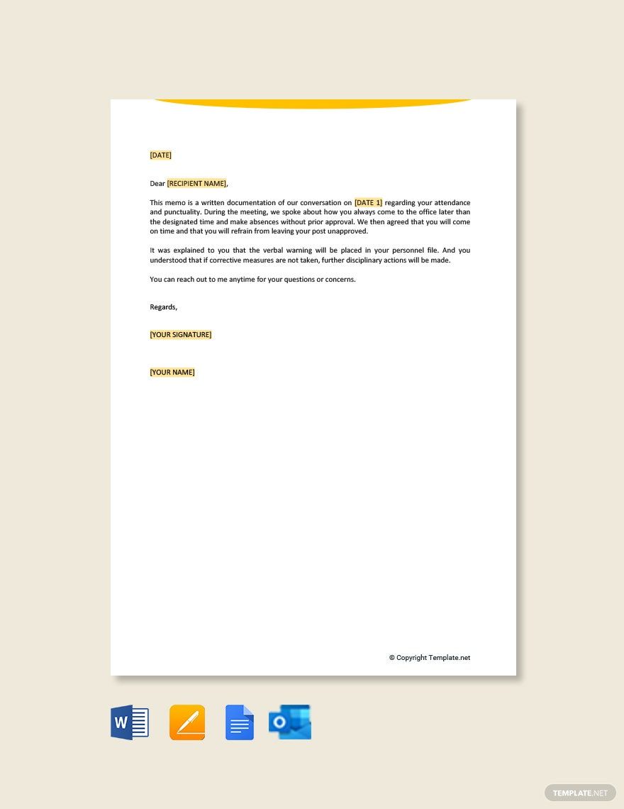 FREE Verbal Warning Letter Template Download In Word Google Docs 