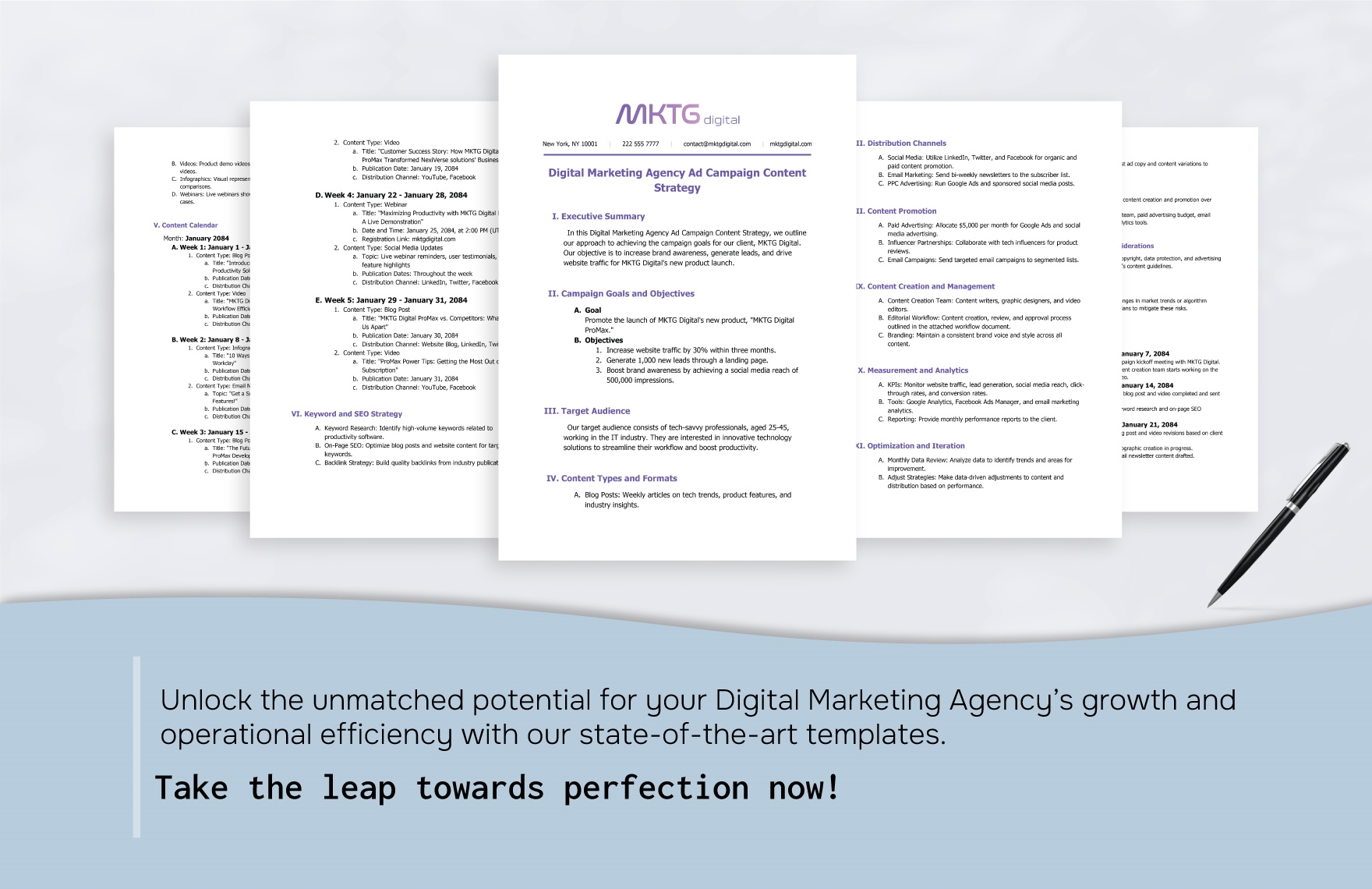 Digital Marketing Agency Ad Campaign Content Strategy Template
