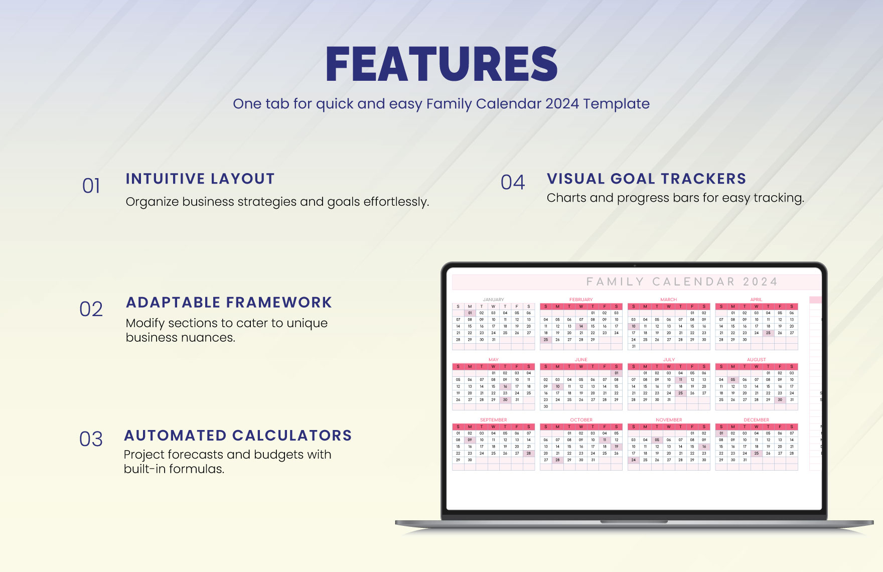 Family Calendar 2024 Template in Excel, Google Sheets Download