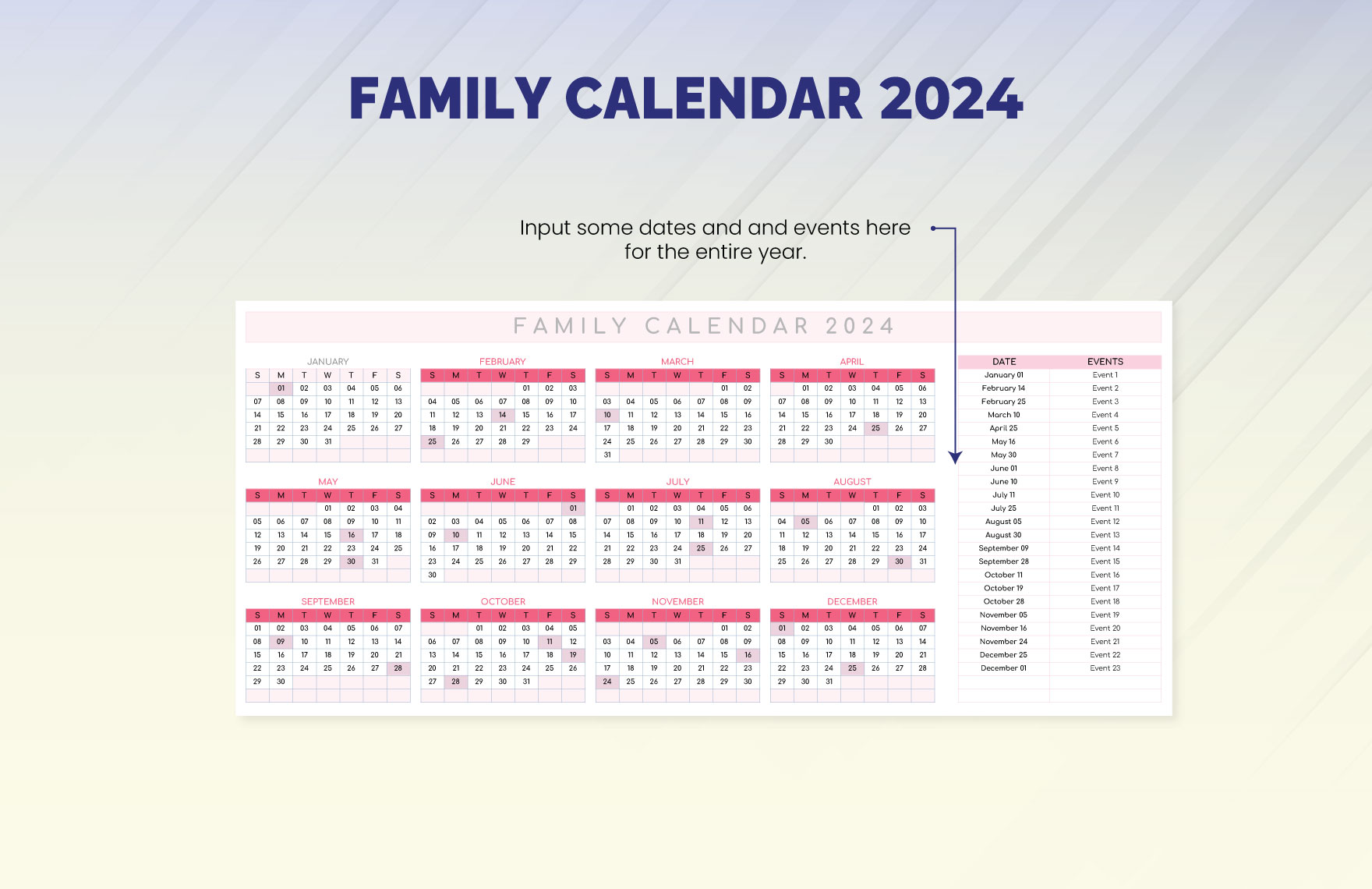 Family Calendar 2024 Template