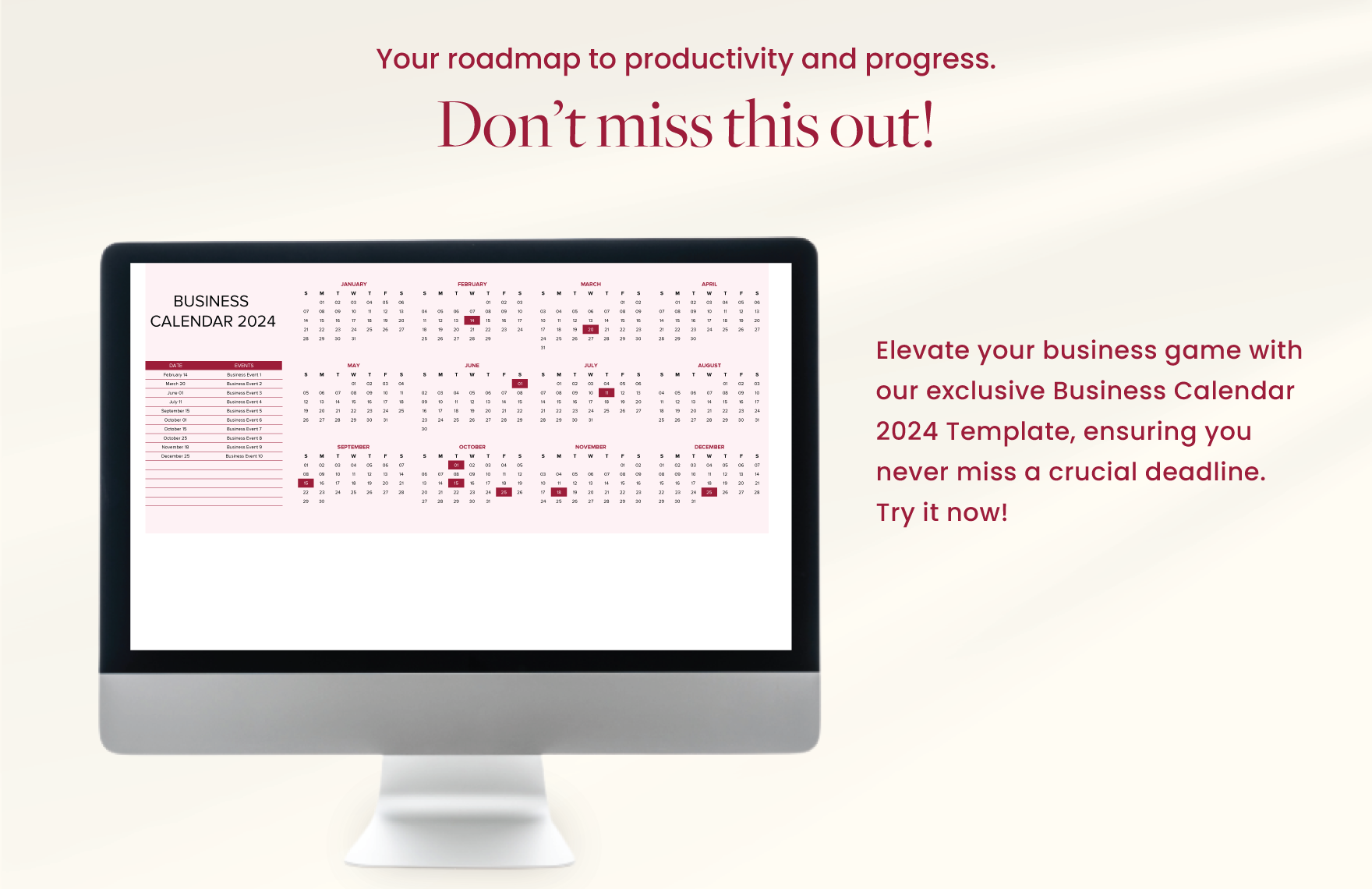 Business Calendar 2024 Template