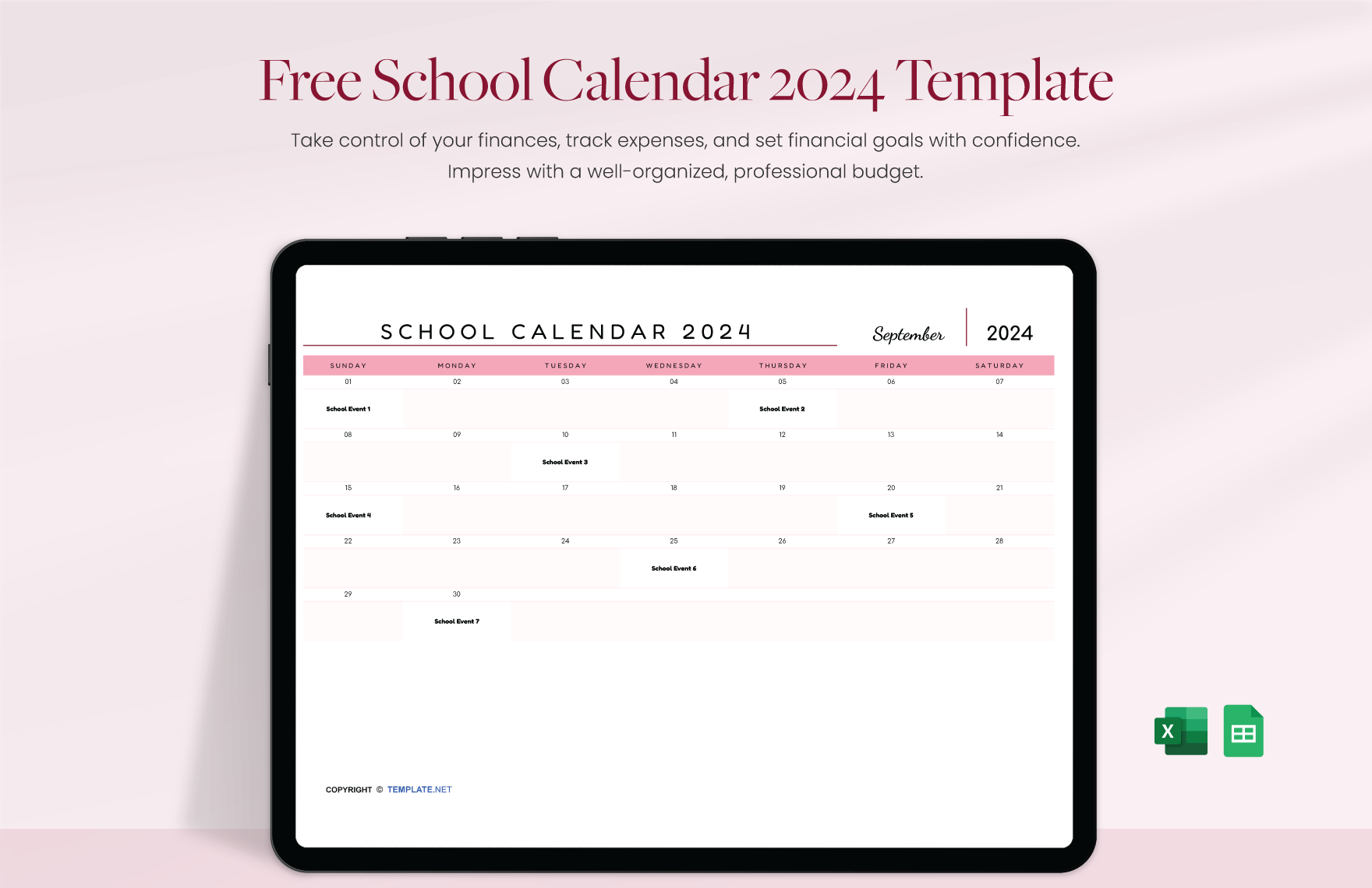 School Calendar 2024 Template