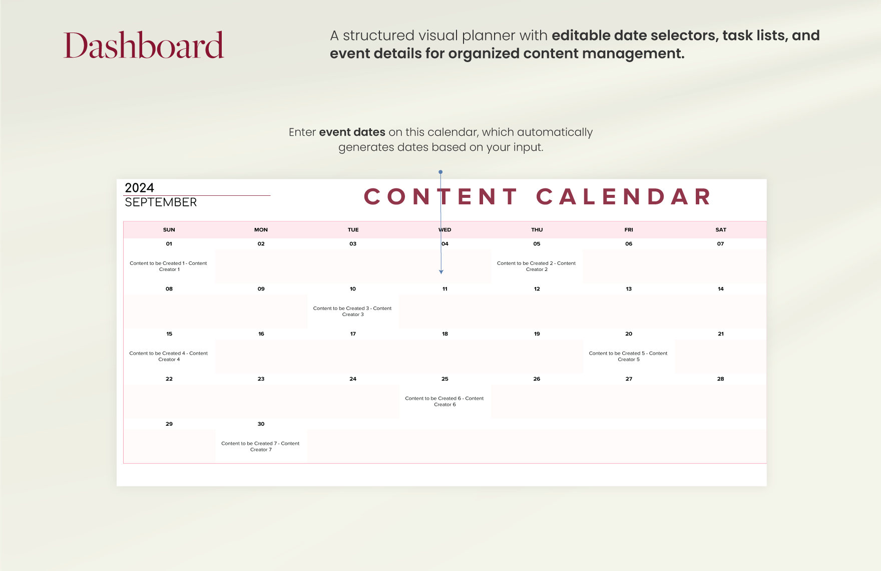 Content Calendar Template