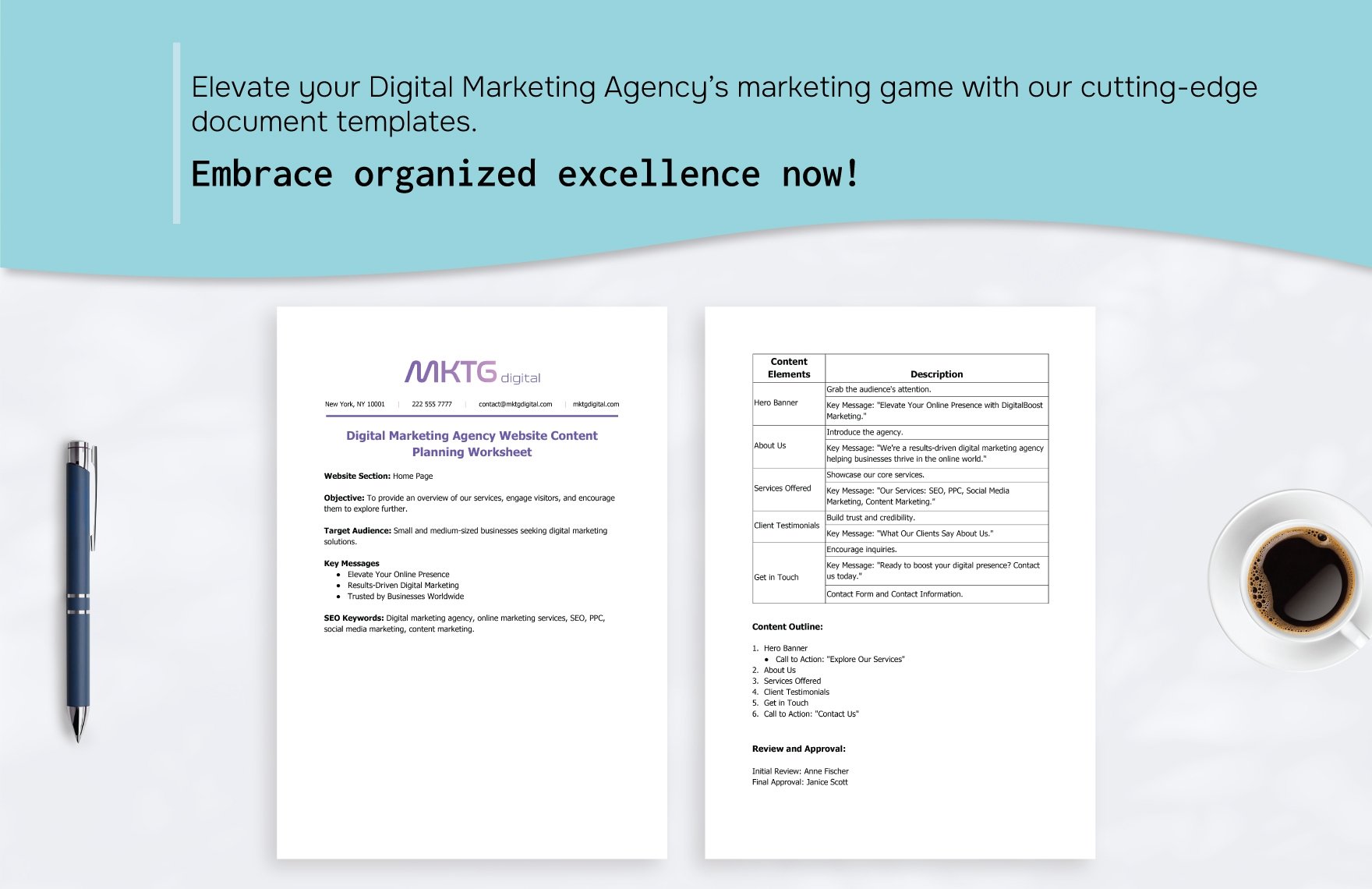 Digital Marketing Agency Website Content Planning Worksheet Template